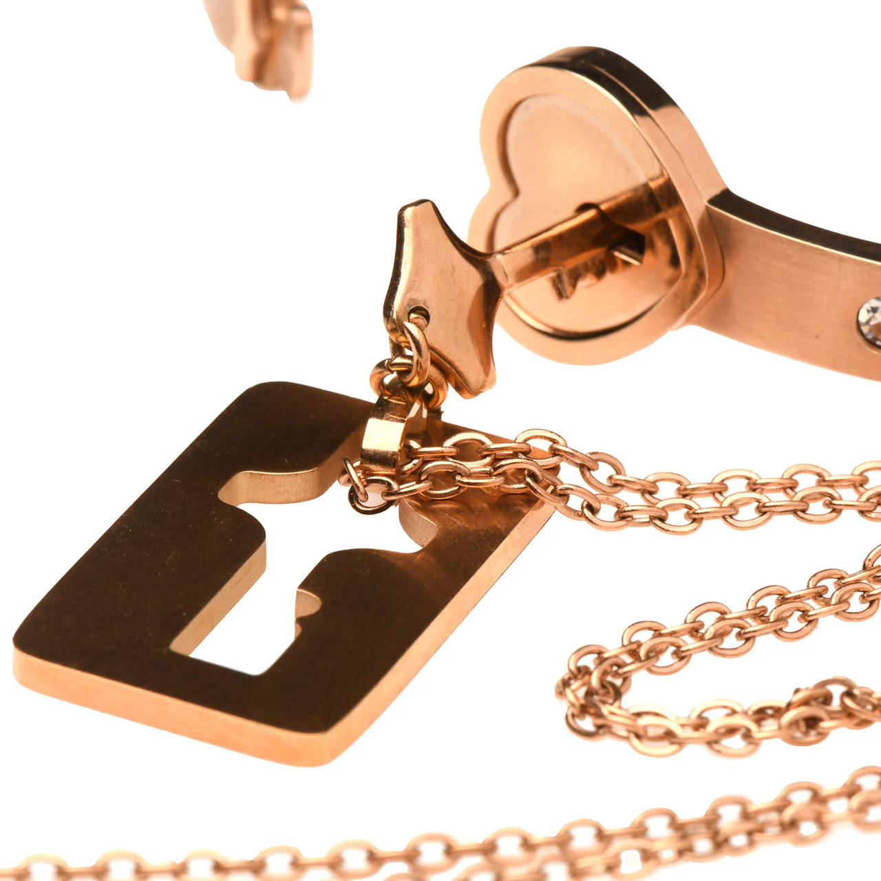 Master Series Cuffed Locking Bracelet & Key Necklace - Rose Gold - Image 8