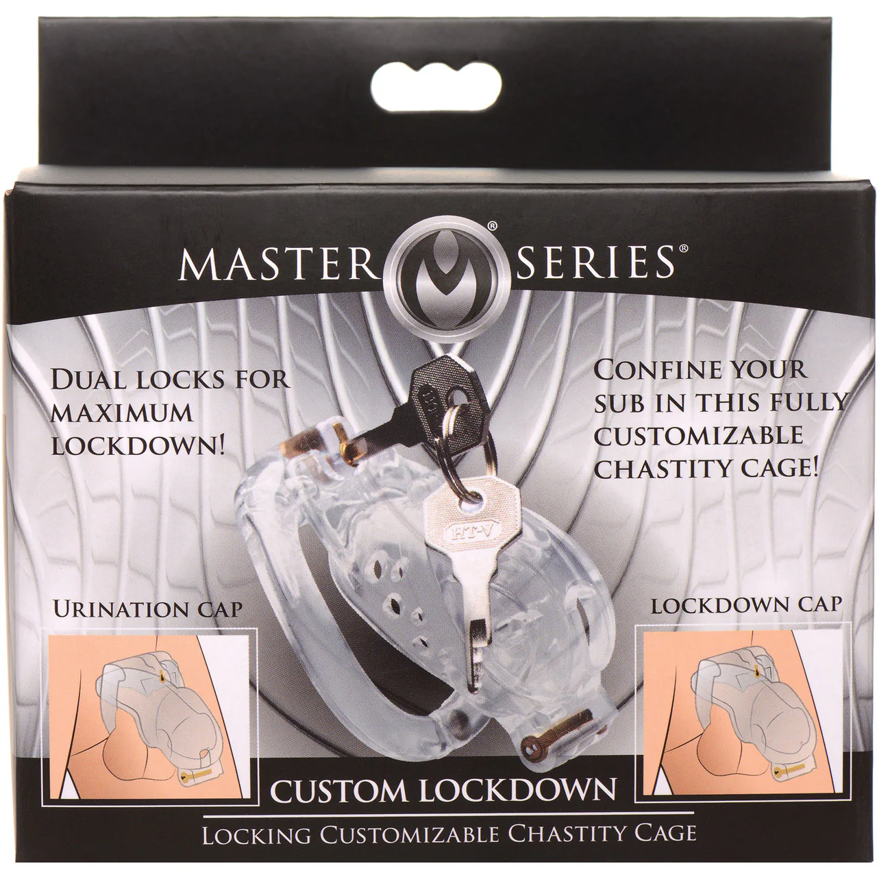 Master Series Custom Lockdown Locking Customizable Chastity Cage With Keys - Clear - Image 6