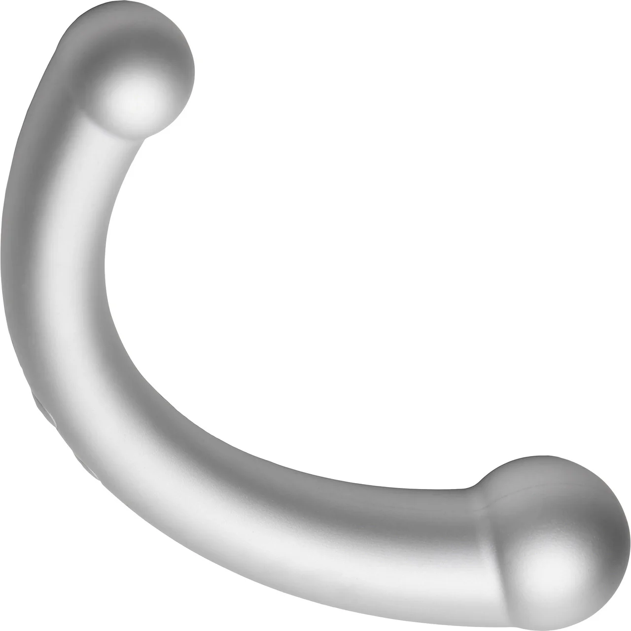 Master Series Vibra-Crescent Rechargeable Silicone Vibrating Dual Ended Dildo - Silver - Image 11