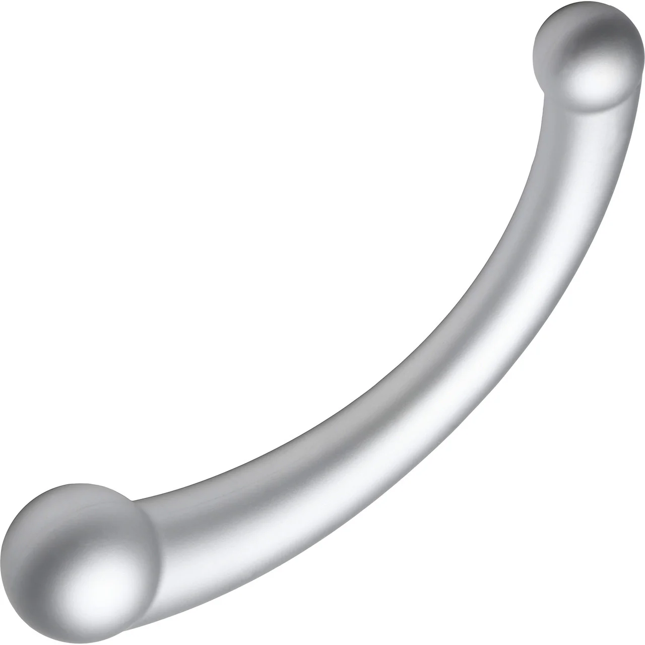 Master Series Vibra-Crescent Rechargeable Silicone Vibrating Dual Ended Dildo - Silver - Image 3