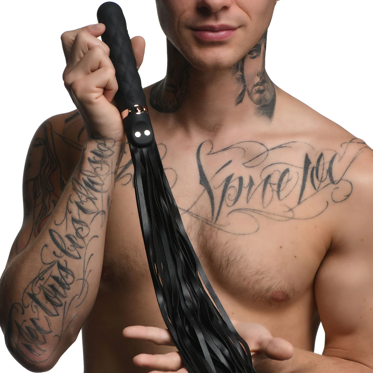 Master Series Vibra-Lasher 9X Rechargeable Silicone Waterproof Vibrator & Flogger - Image 8
