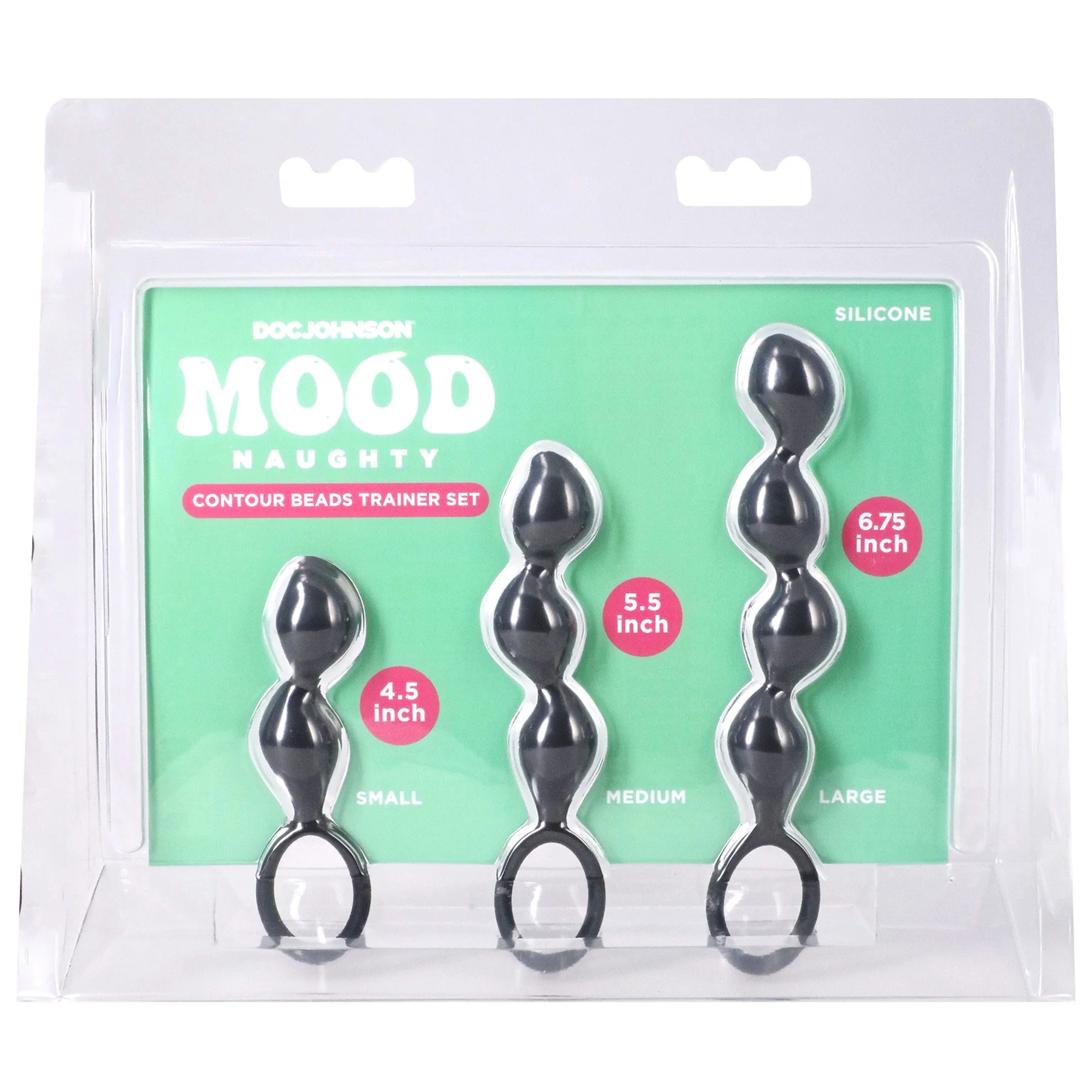 Mood Naughty Contour Beads Silicone Butt Plug 3 Piece Trainer Set - Image 2