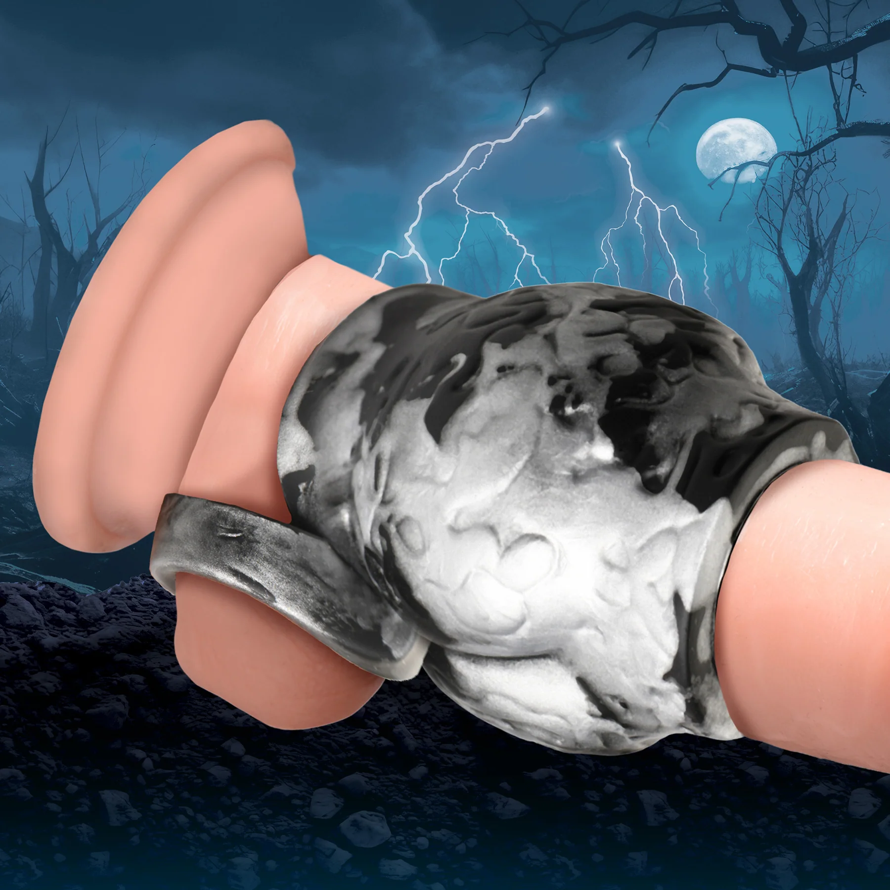 Night Prowler Silicone Penis Sleeve & Ball Stretcher By Creature Cocks - Image 14