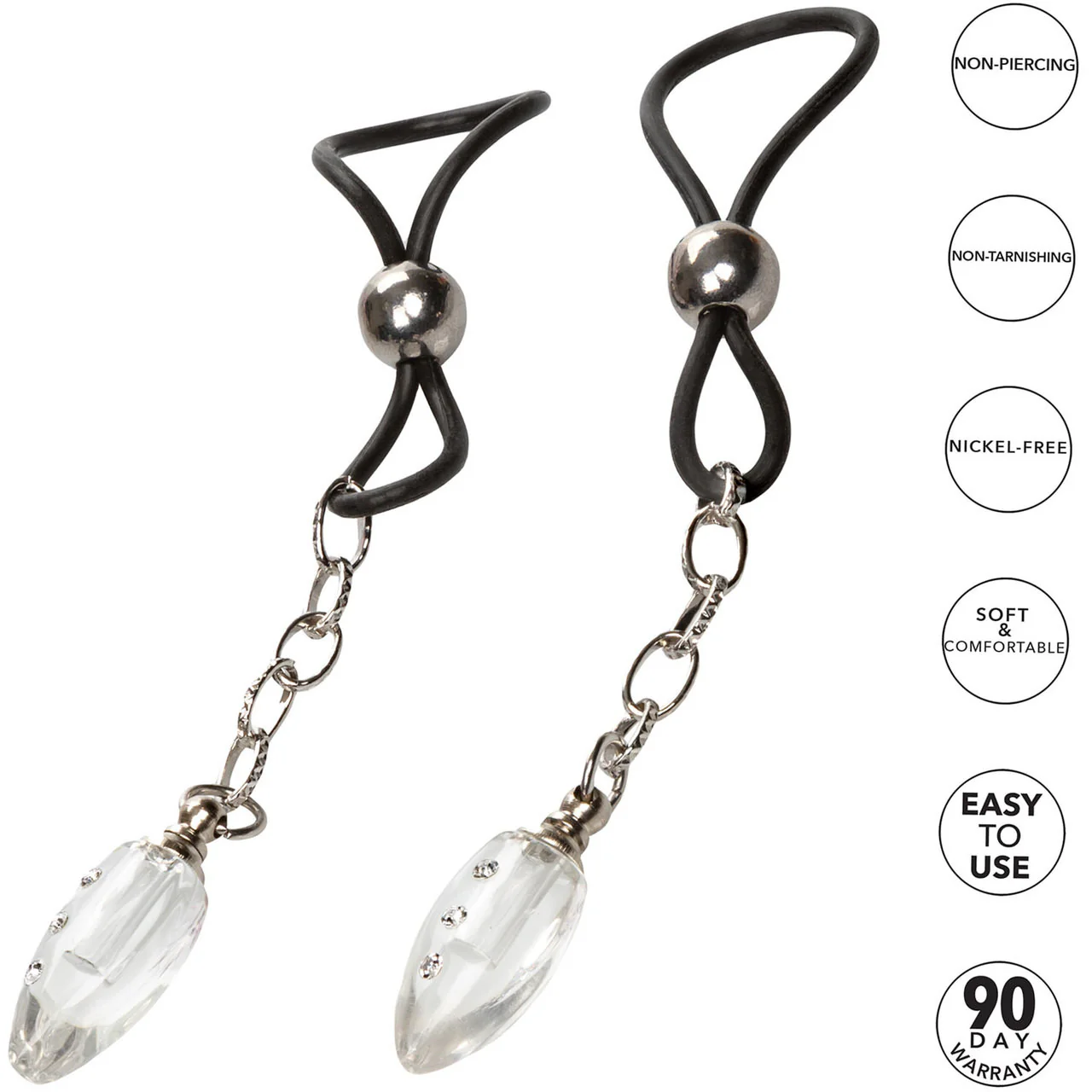 Nipple Play Non-Piercing Nipple Jewelry Crystal Teardrops by CalExotics - Image 2