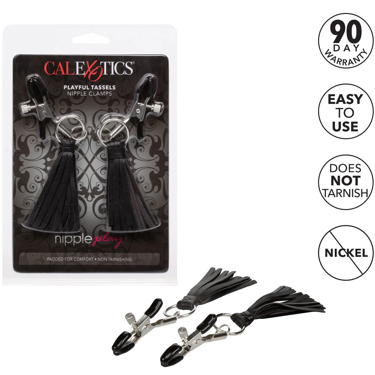 Nipple Play Playful Tassels Nipple Clamps By CalExotics - Black - Image 5