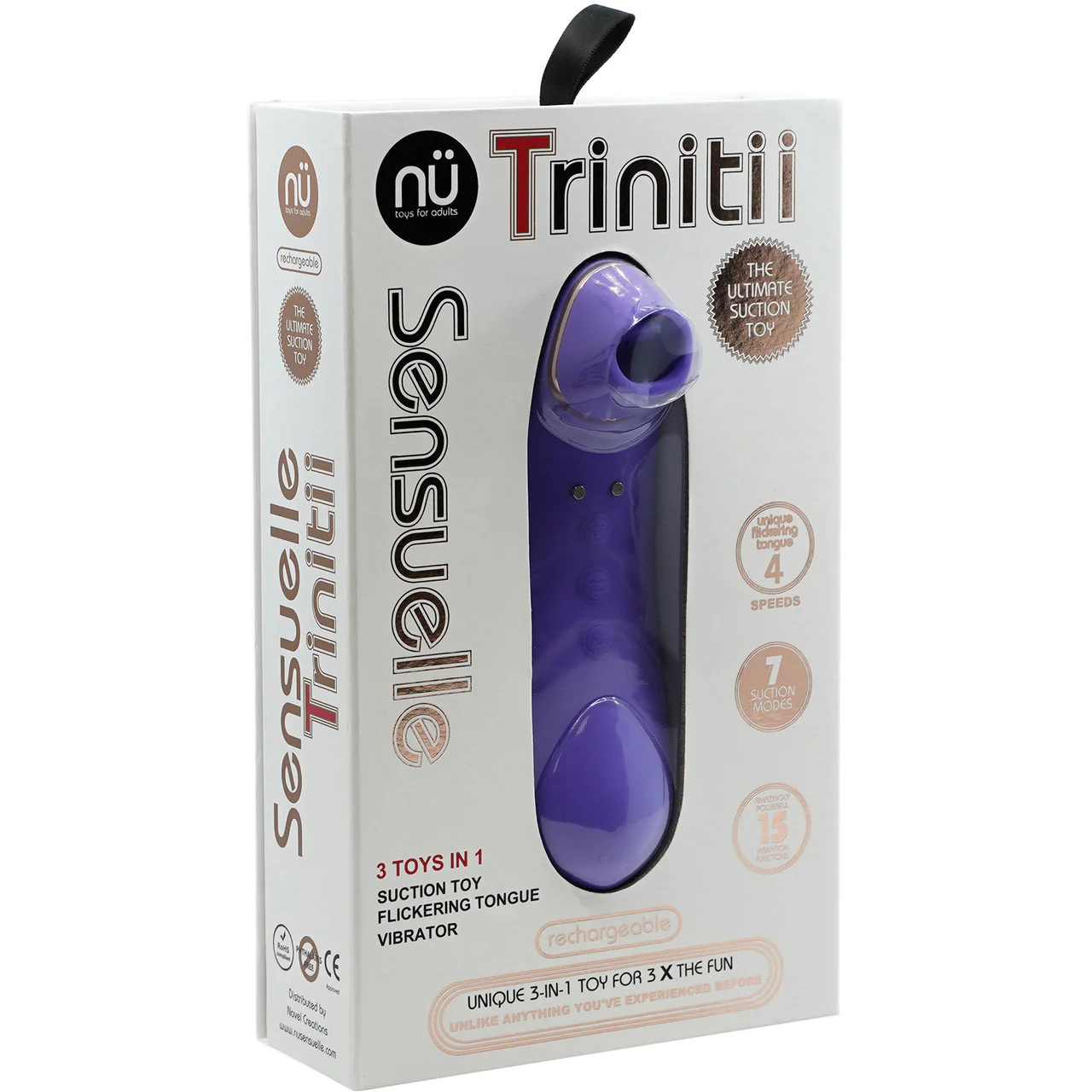 NU Sensuelle Trinitii 26-Function Flickering Tongue Vibrator With Suction - Ultra Violet - Image 4