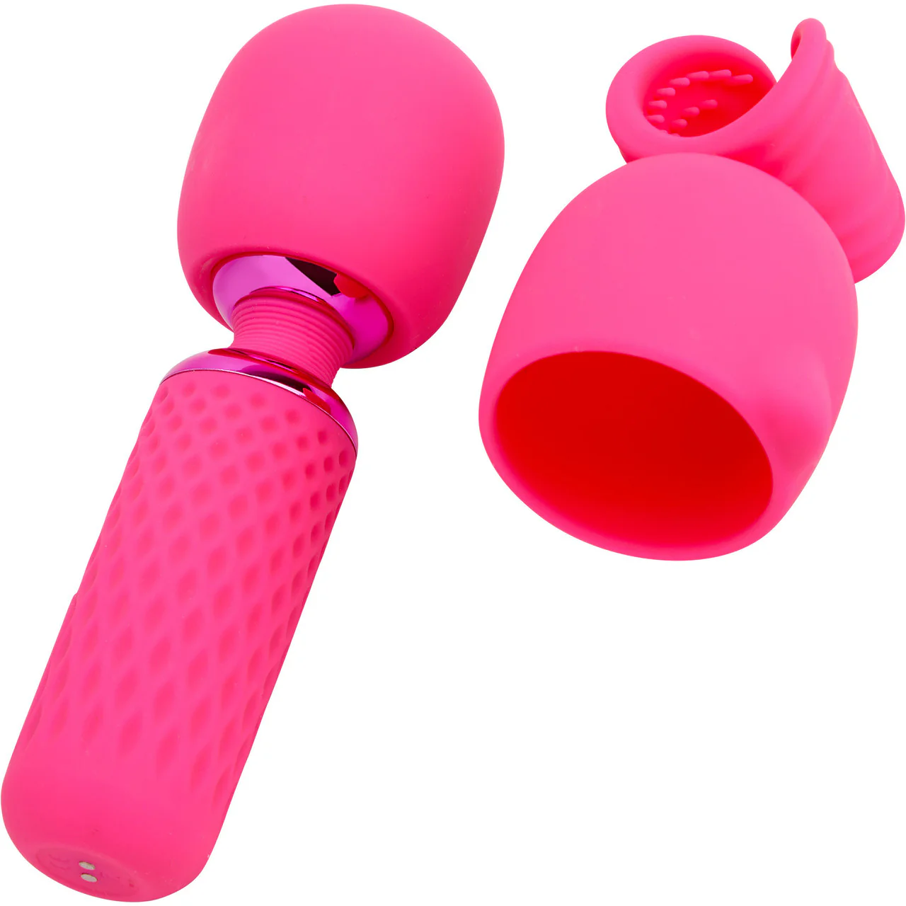 Nubii Harlow Mini Wand Silicone Warming Vibrator With Multi Use Attachment By Nu Sensuelle - Pink - Image 3