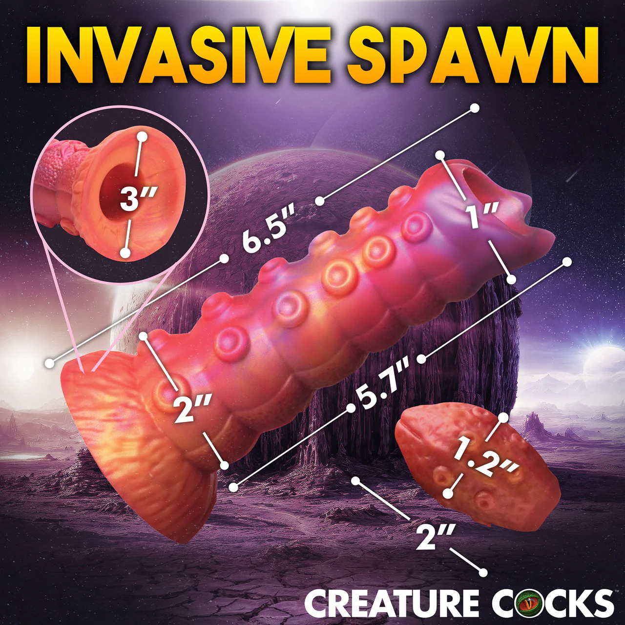 Nymphoid 6.5" Silicone Ovipositor Dildo With Eggs By Creature Cocks - Image 13