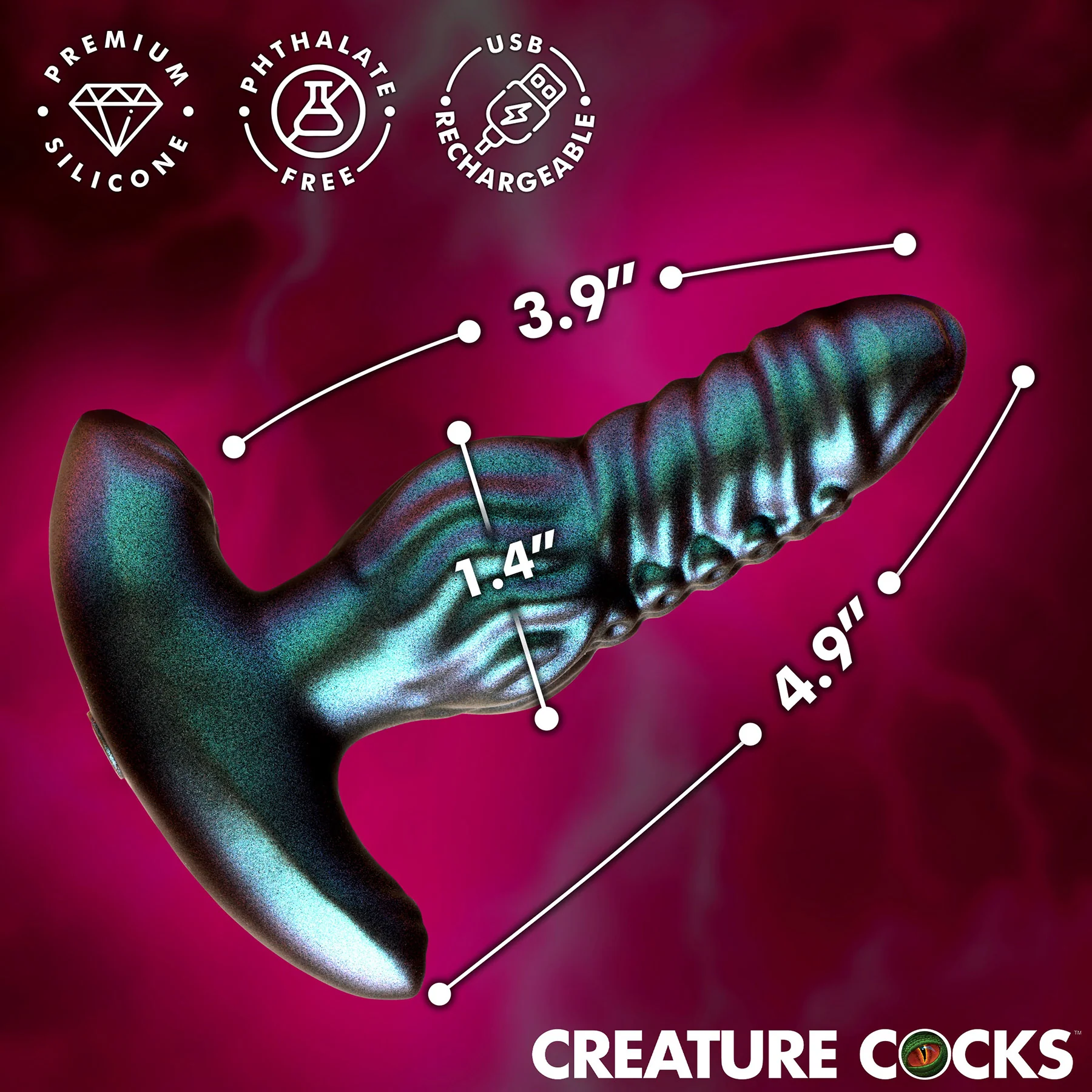 Octo-Squirm Vibrating & Squirming Silicone Anal Plug By Creature Cocks - Image 10