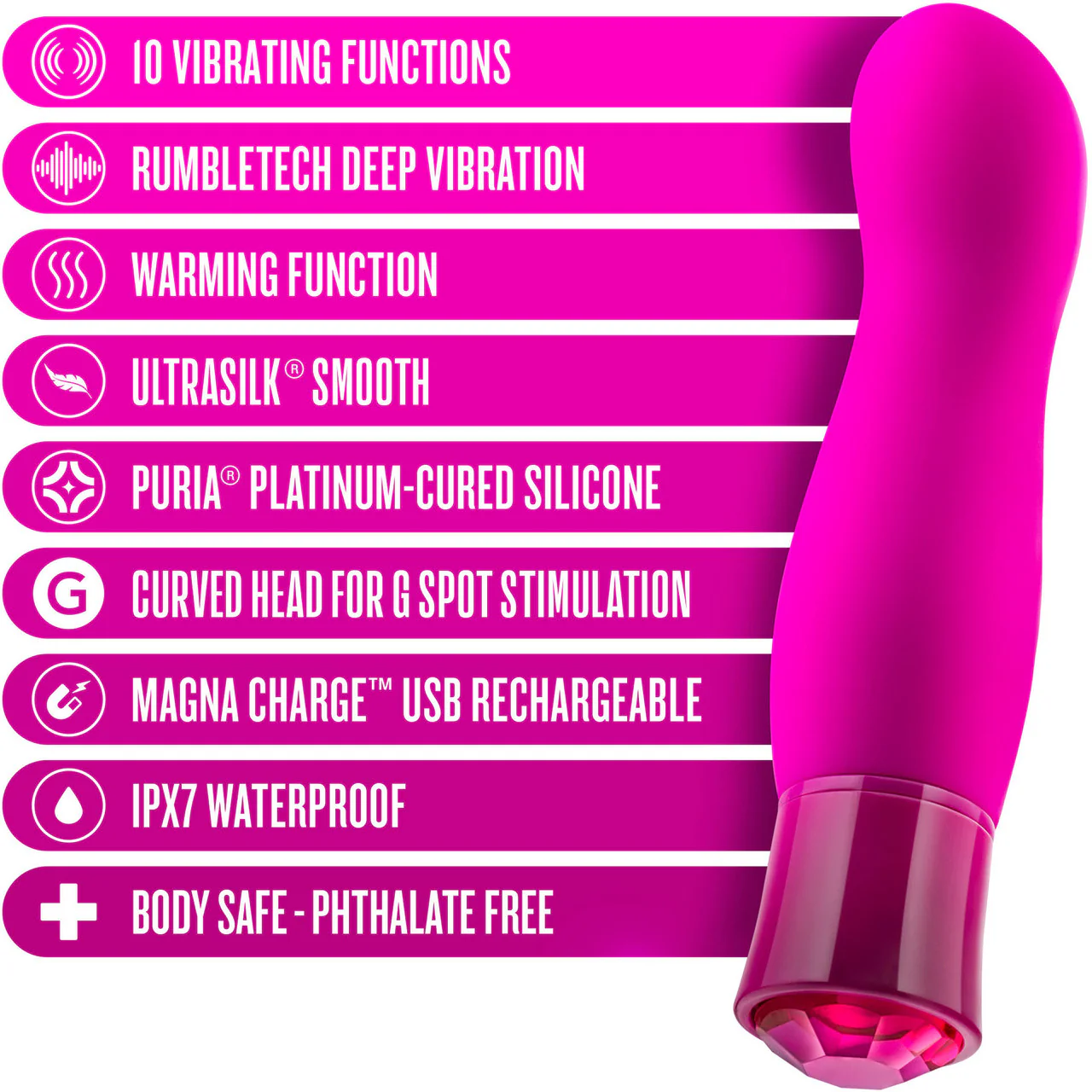 Oh My Gem Exclusive Rechargeable Waterproof Silicone Warming G-Spot Vibrator By Blush - Tourmaline - Image 7