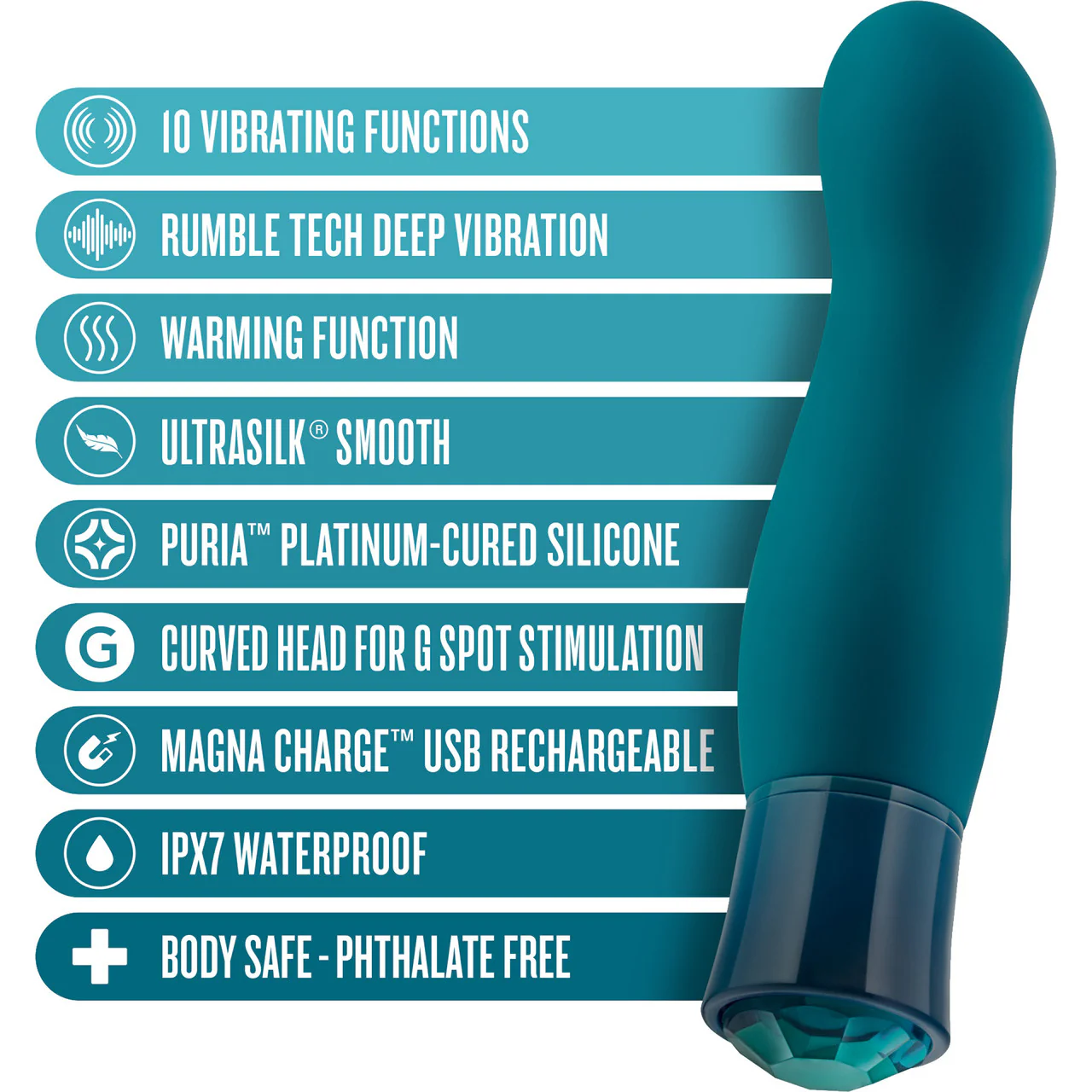 Oh My Gem Fierce Rechargeable Silicone Warming G-Spot Vibrator By Blush - Blue Topaz - Image 8