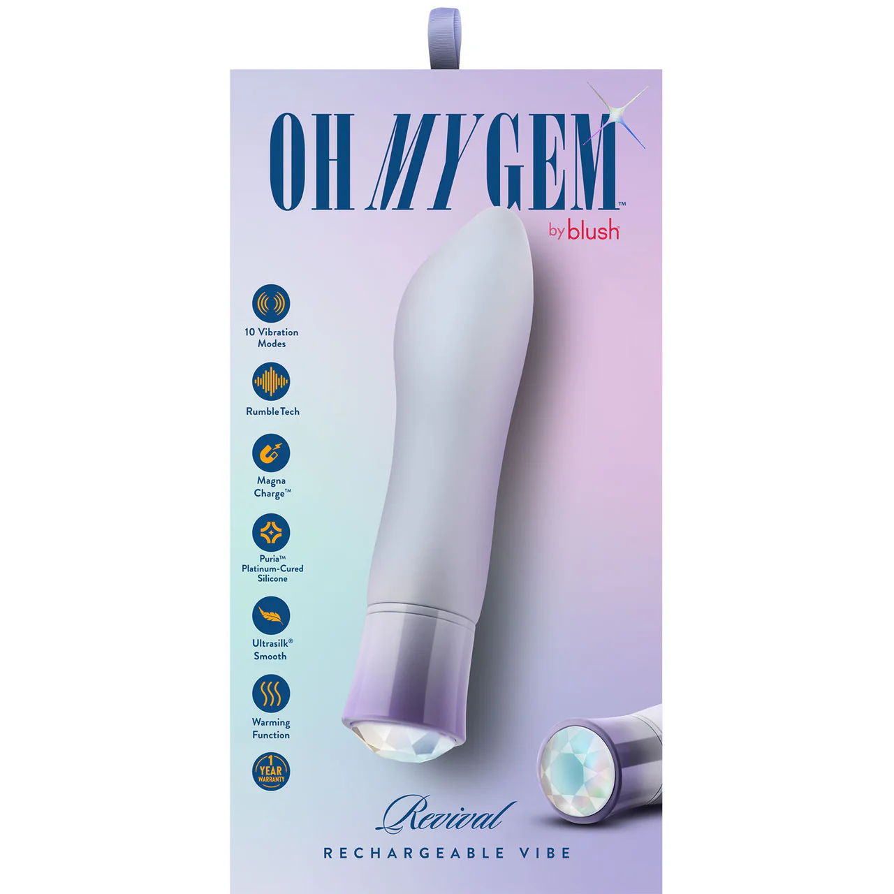 Oh My Gem Revival Rechargeable Waterproof Silicone Warming Vibrator By Blush - Opal - Image 10