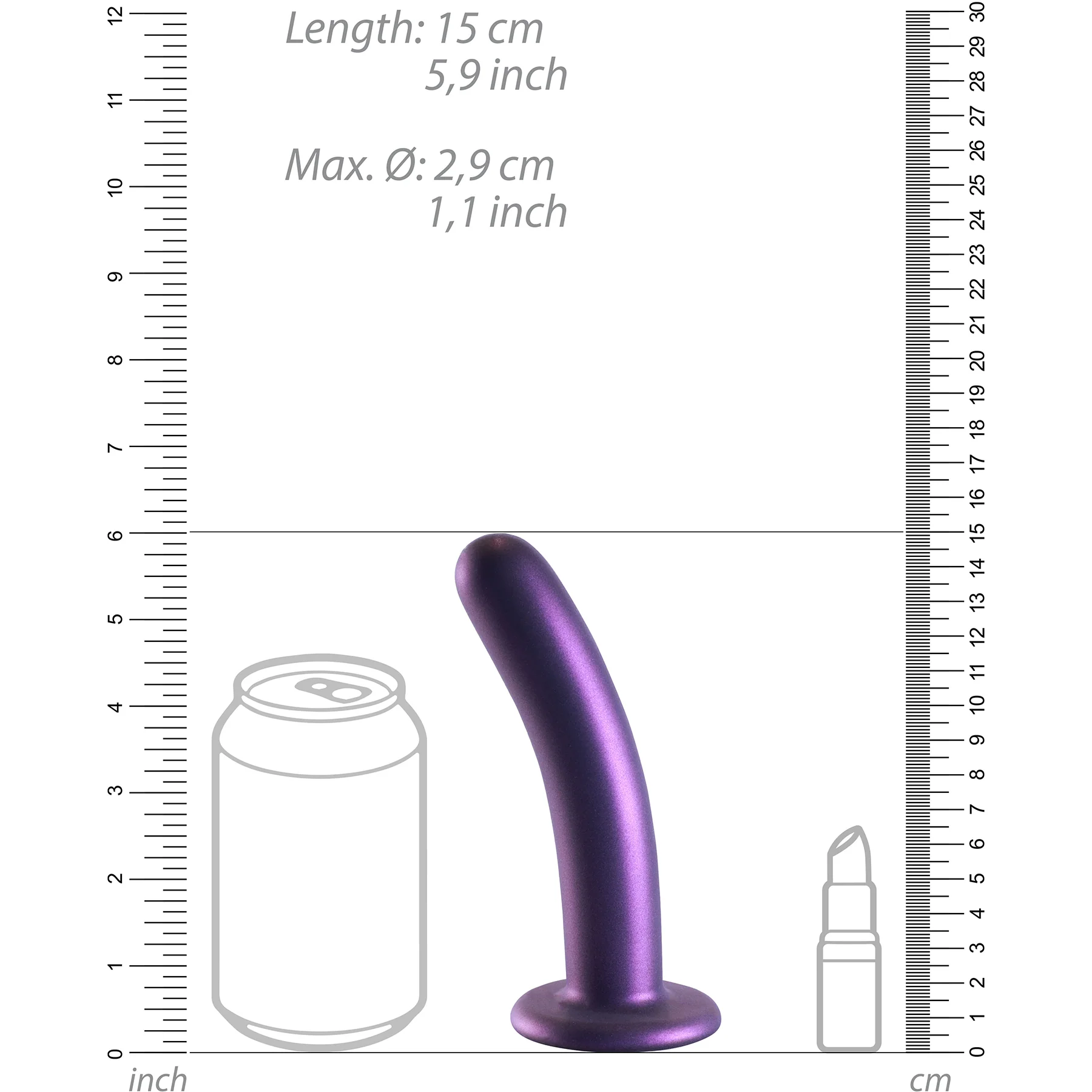 Ouch! 6" Smooth Silicone Suction Cup G-Spot Dildo - Image 8