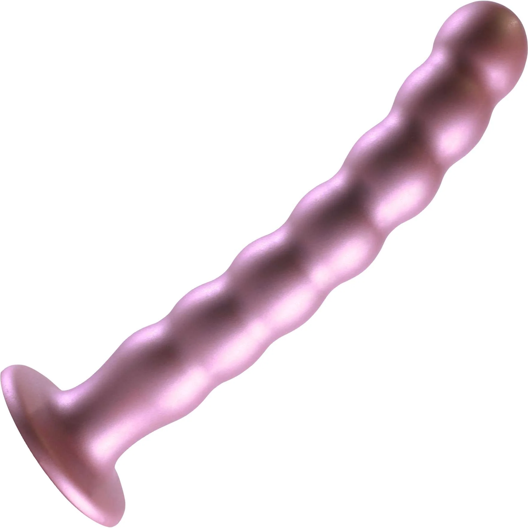 Ouch! 8" Beaded Silicone Suction Cup G-Spot Dildo - Rose