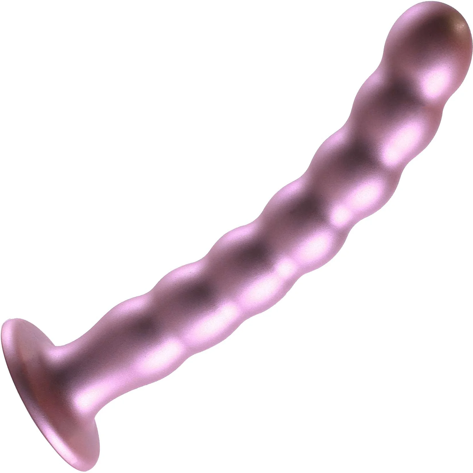 Ouch! 8" Beaded Silicone Suction Cup G-Spot Dildo - Rose - Image 3