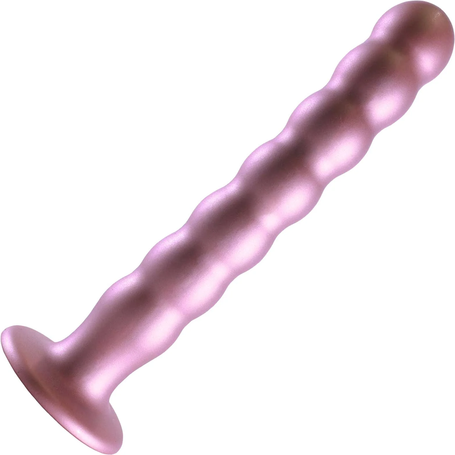 Ouch! 8" Beaded Silicone Suction Cup G-Spot Dildo - Rose - Image 5