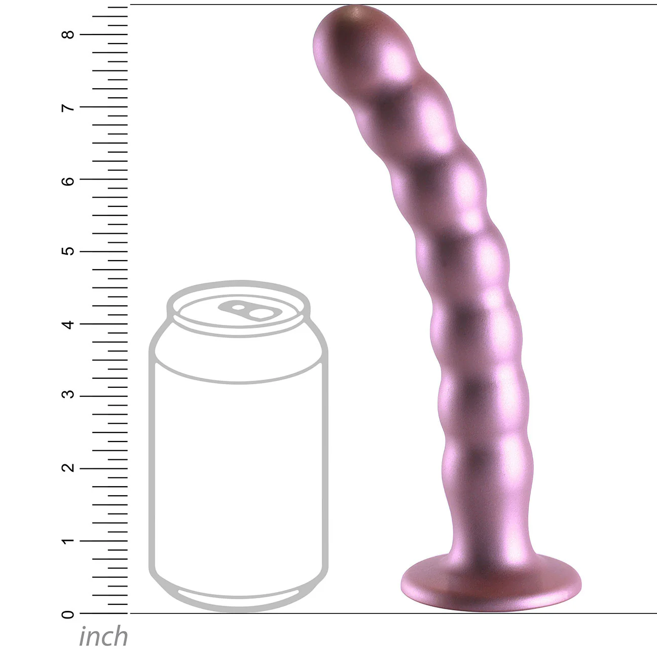 Ouch! 8" Beaded Silicone Suction Cup G-Spot Dildo - Rose - Image 8