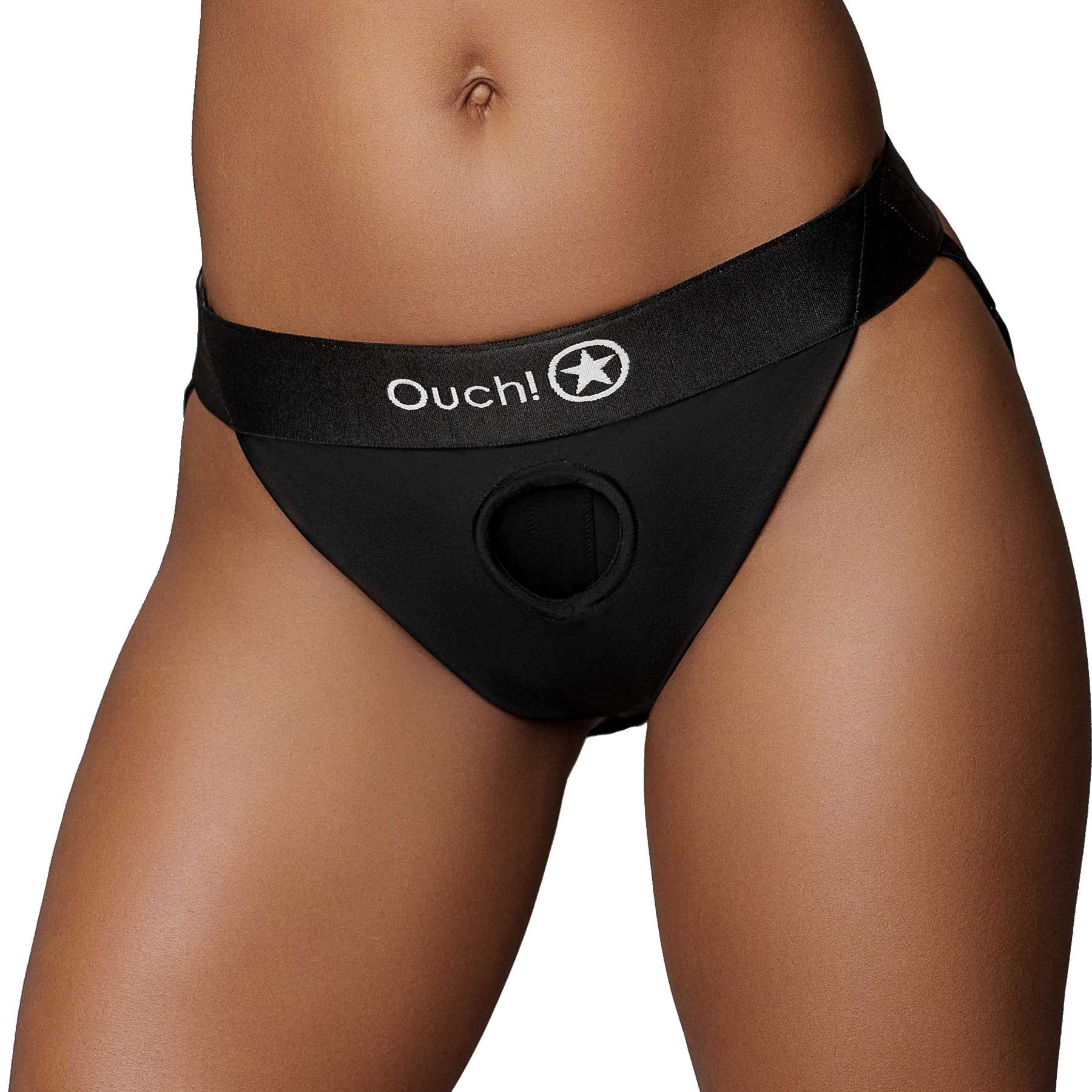 Ouch! Vibrating Strap-On Panty Harness With Open Back - Image 6