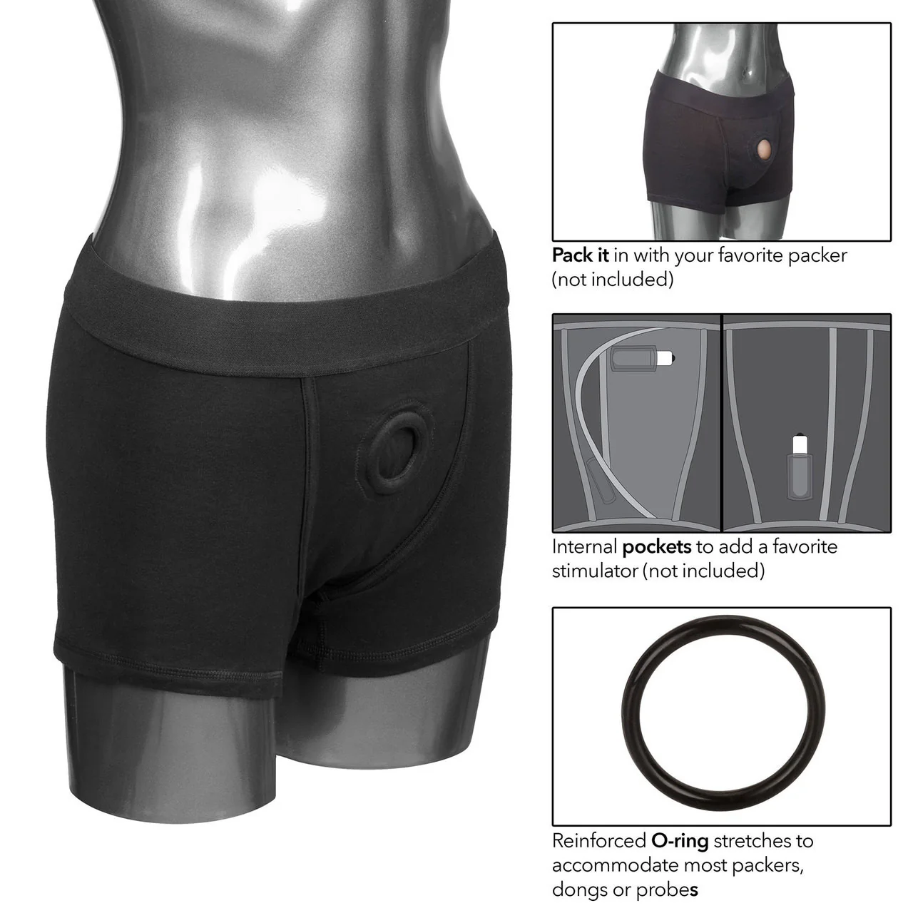 Packer Gear Black Boxer Brief Packing Harness By CalExotics - Medium/Large - Image 4