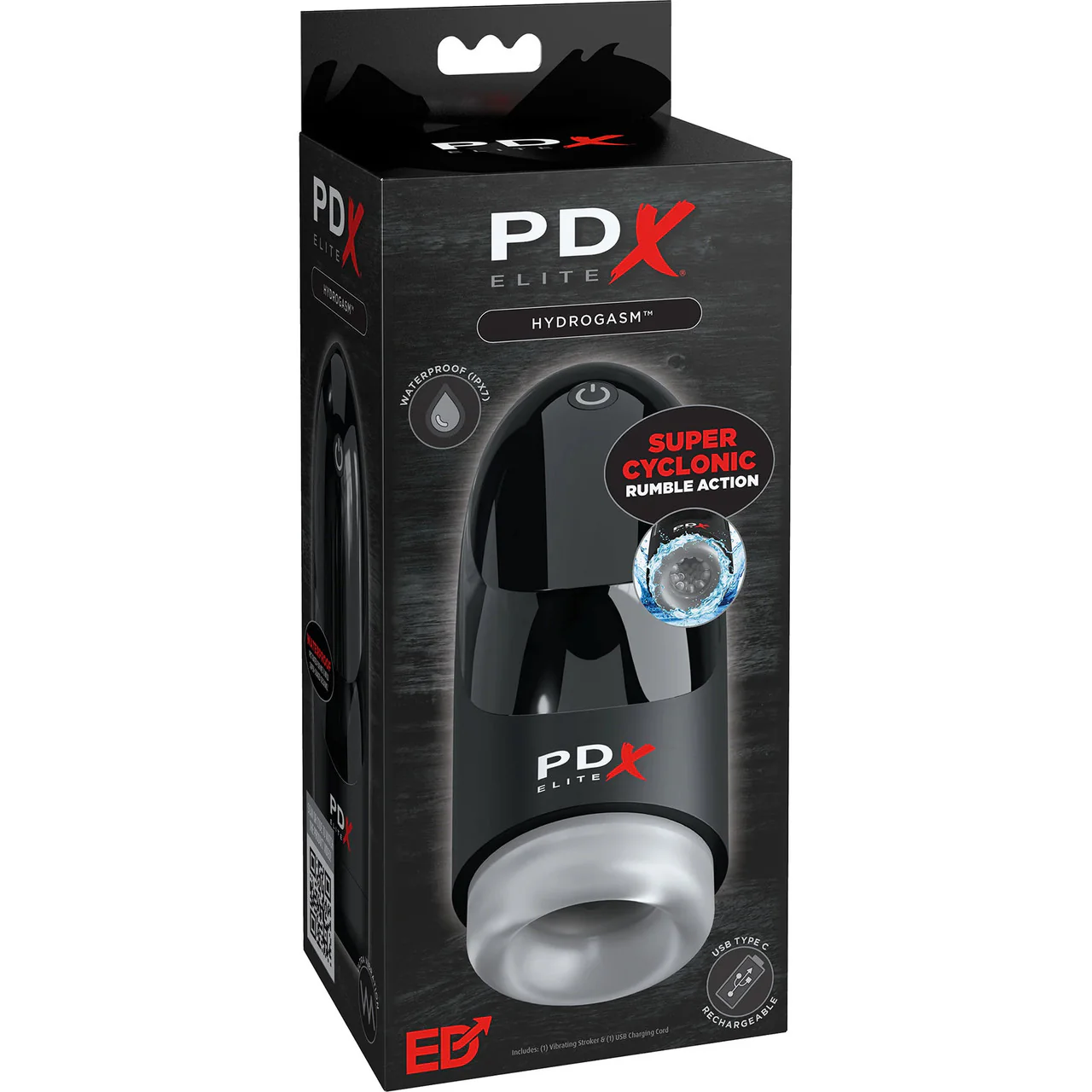 PDX Elite Hydrogasm Rechargeable Waterproof Rumbly Vibrating Penis Masturbator By Pipedream - Image 4