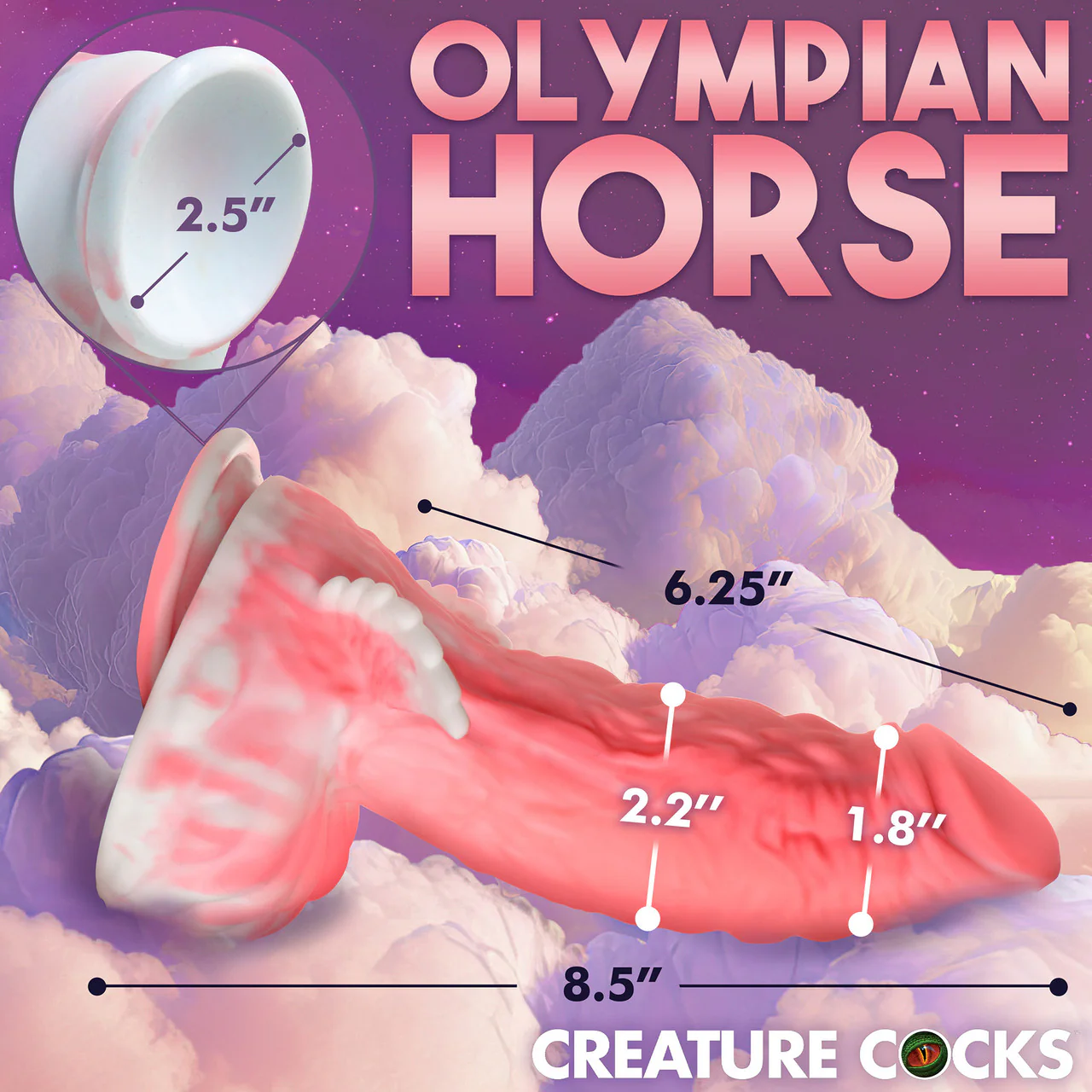 Pegasus Pecker Winged 8.5" Silicone Suction Cup Dildo With Balls By Creature Cocks - Image 15