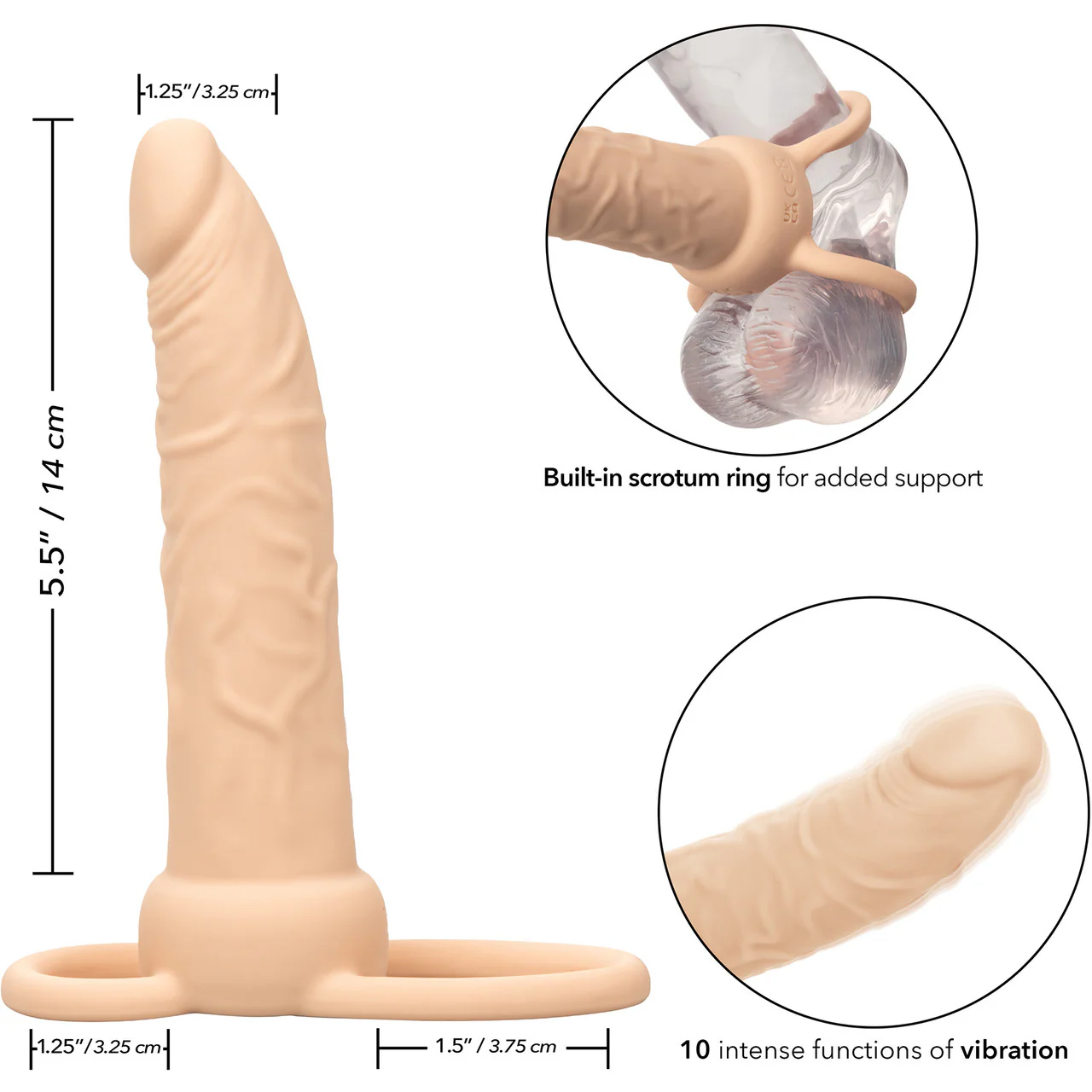 Performance Maxx Rechargeable Vibrating 5.5" Silicone Dual Penetrator - Vanilla - Image 14