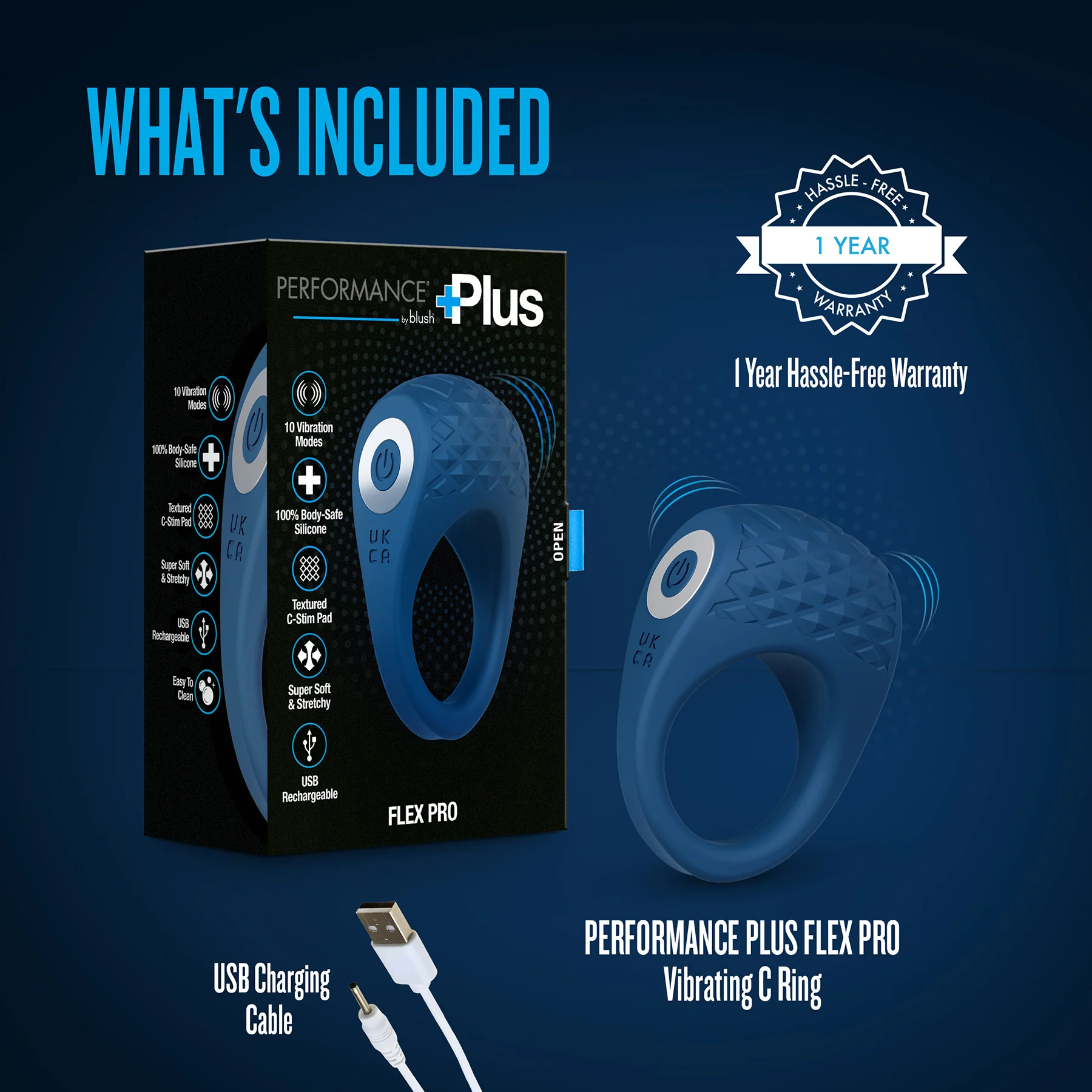 Performance Plus Flex Pro Vibrating Silicone Cock Ring By Blush - Image 12