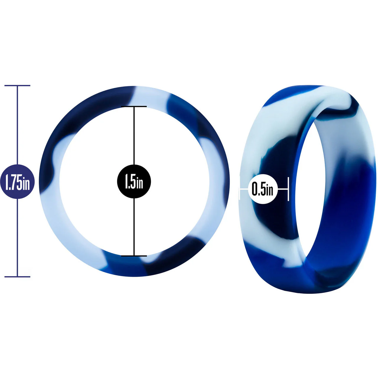 Performance Silicone Camo Cock Ring By Blush Novelties - Blue Camouflage - Image 4