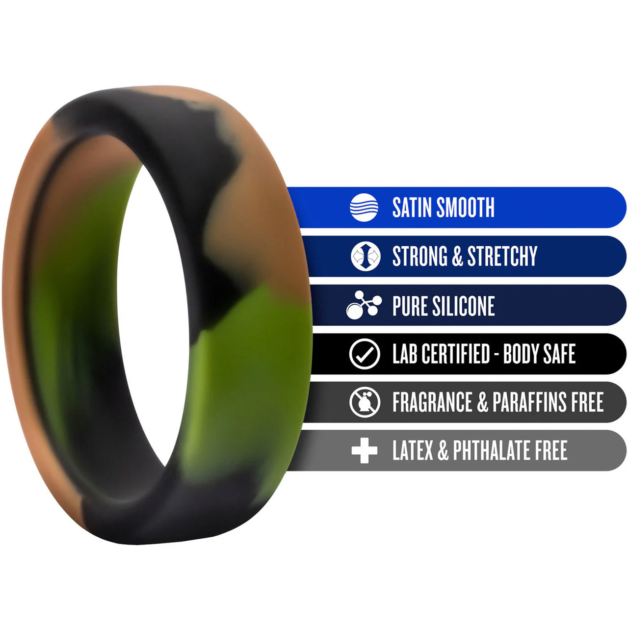 Performance Silicone Camo Cock Ring By Blush Novelties - Green Camouflage - Image 4