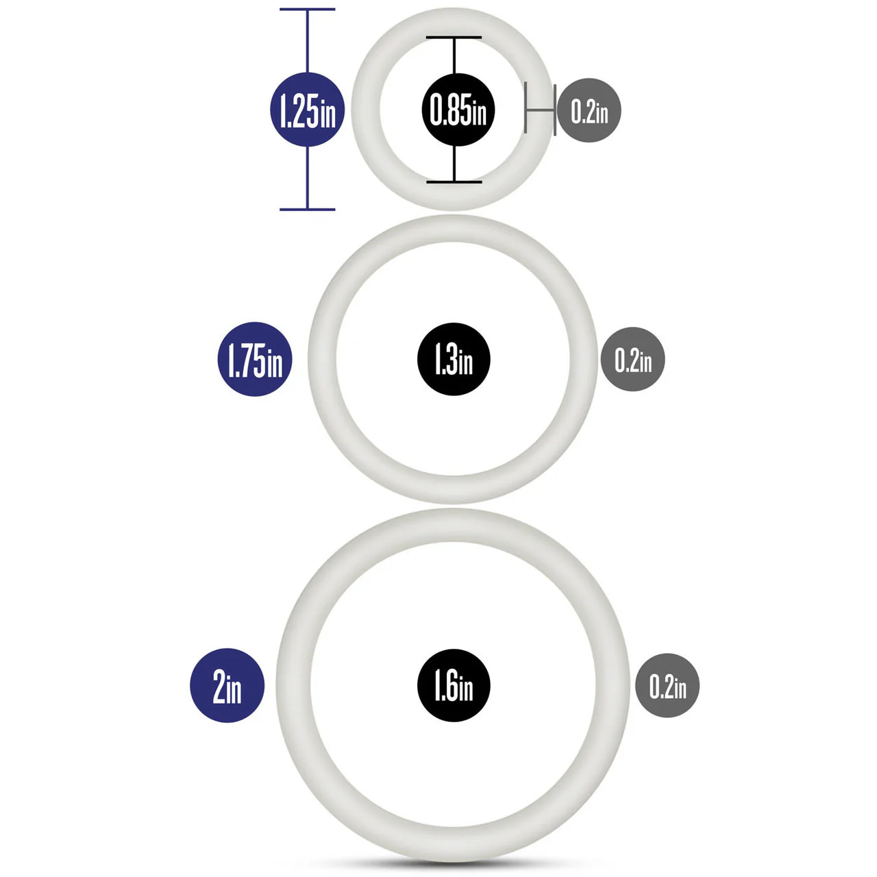 Performance VS4 Pure Premium Silicone Cock Rings By Blush Novelties - Glow-In-The-Dark White - Image 5