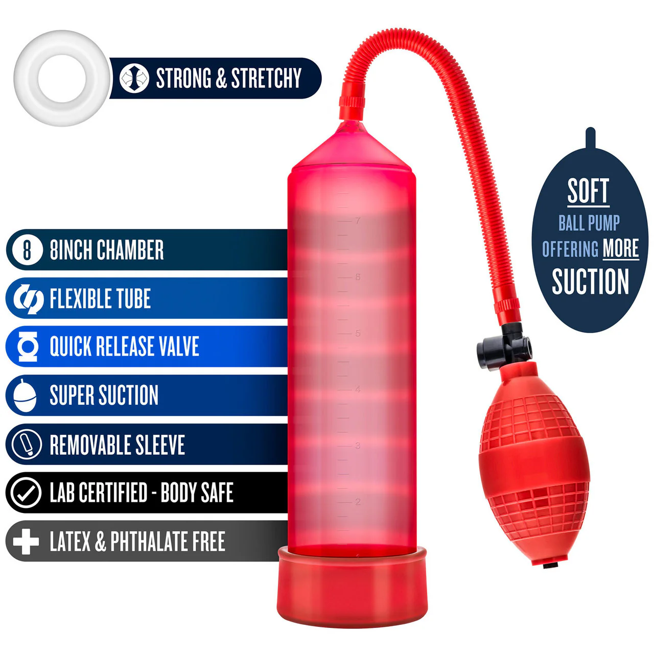 Performance VX101 Enhancement Penis Pump By Blush - Red - Image 5