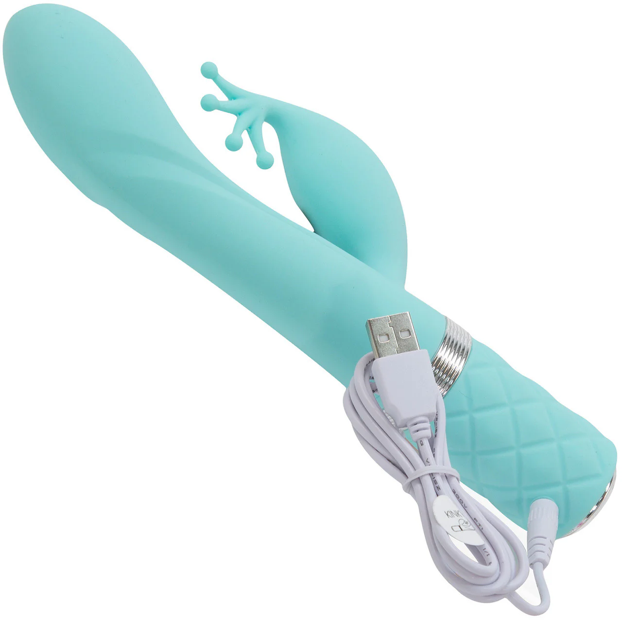 Pillow Talk Kinky Silicone Waterproof Rechargeable Dual Stimulation Vibrator - Teal - Image 5