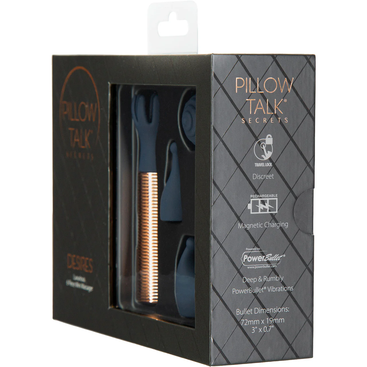 Pillow Talk Secrets - Desires Rechargeable Bullet With 6 Piece Silicone Attachment Set - Image 13