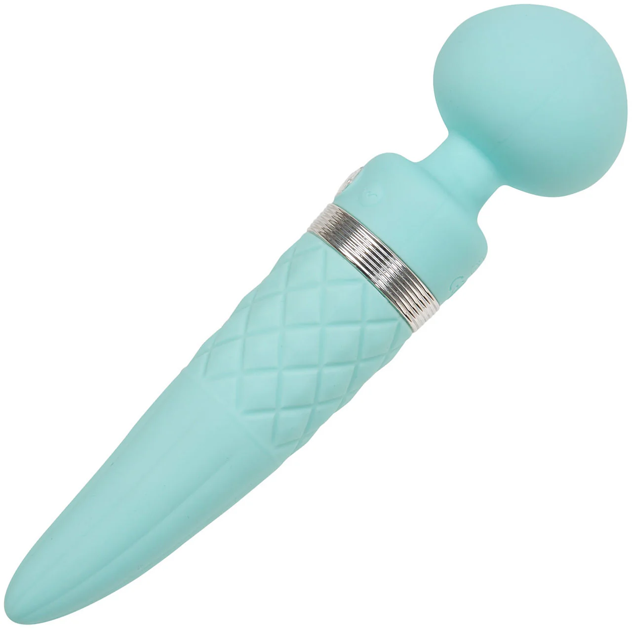 Pillow Talk Sultry Silicone Rechargeable Wand Style Vibrator - Teal - Image 4