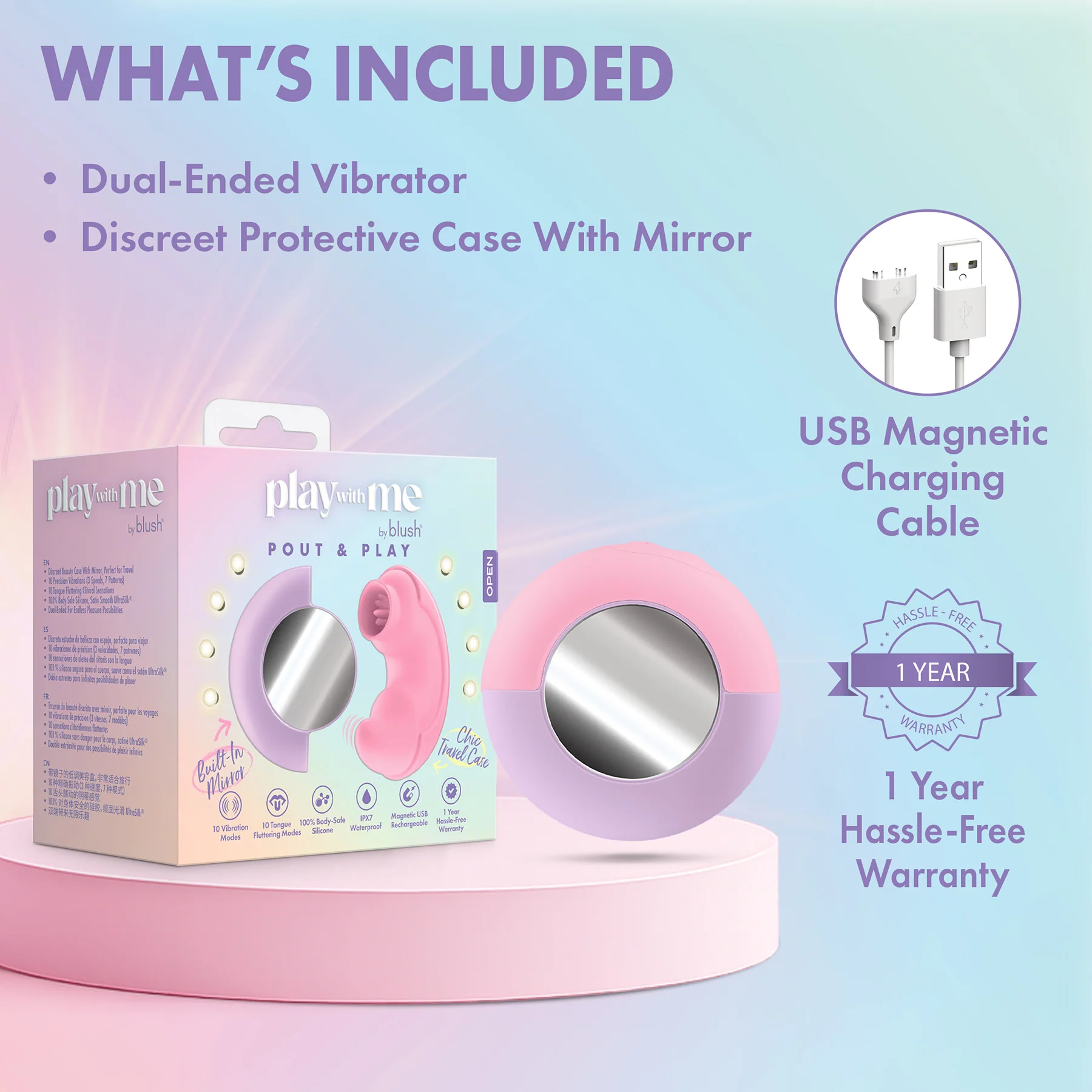 Play With Me Pout & Play Discreet Silicone Double Ended Vibrator By Blush - Image 10