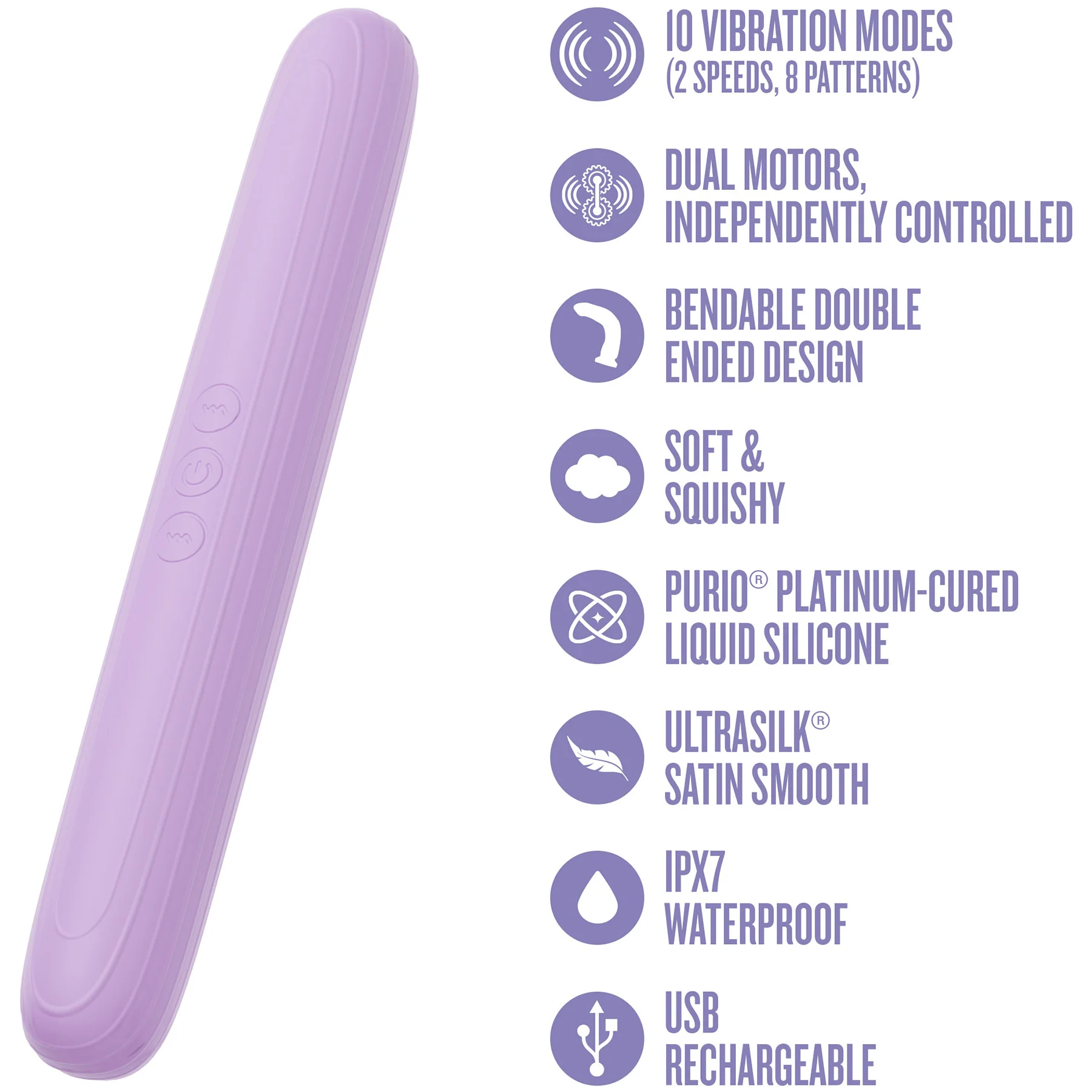 Play With Me Rechargeable Silicone Double Ended Vibrator - Image 10
