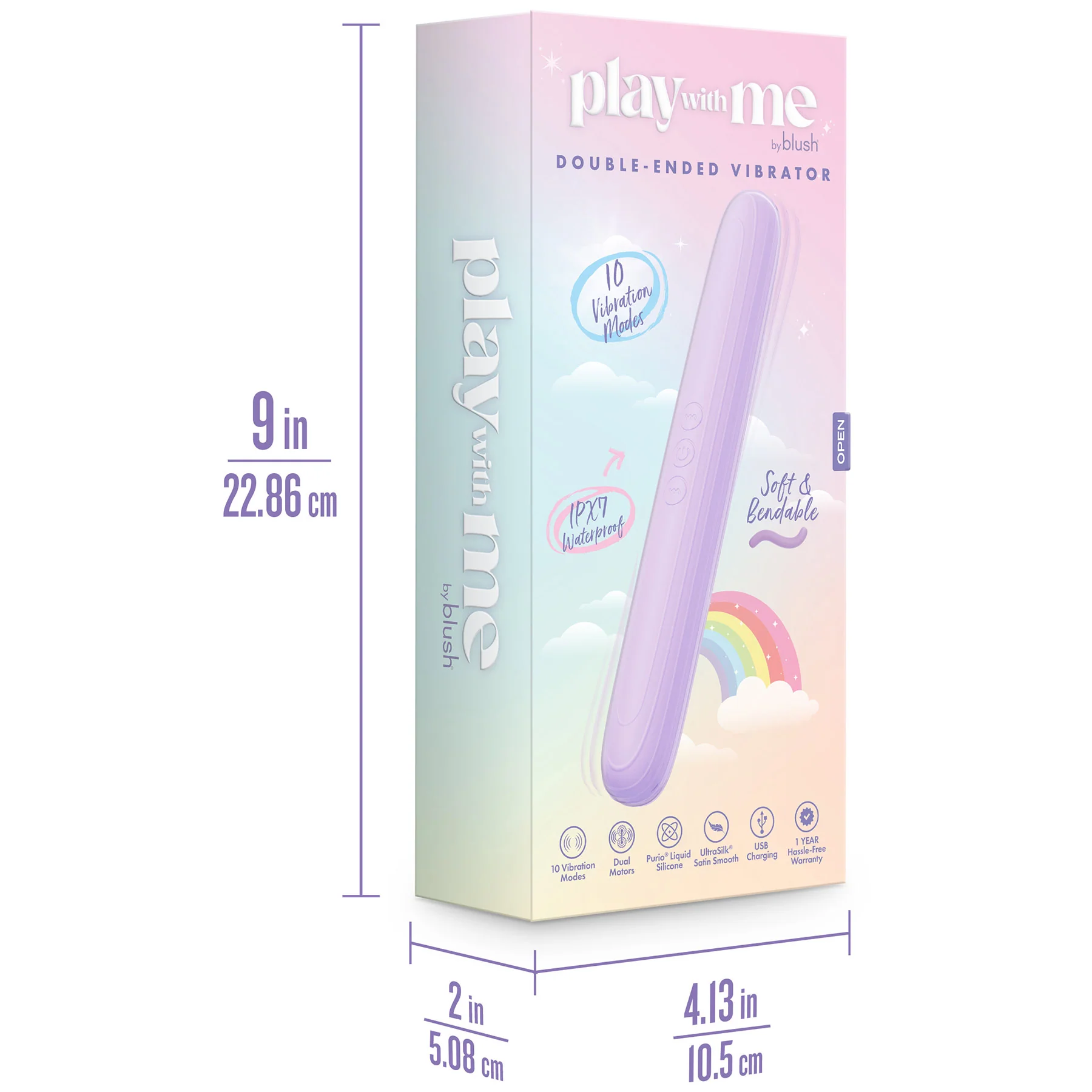 Play With Me Rechargeable Silicone Double Ended Vibrator - Image 12