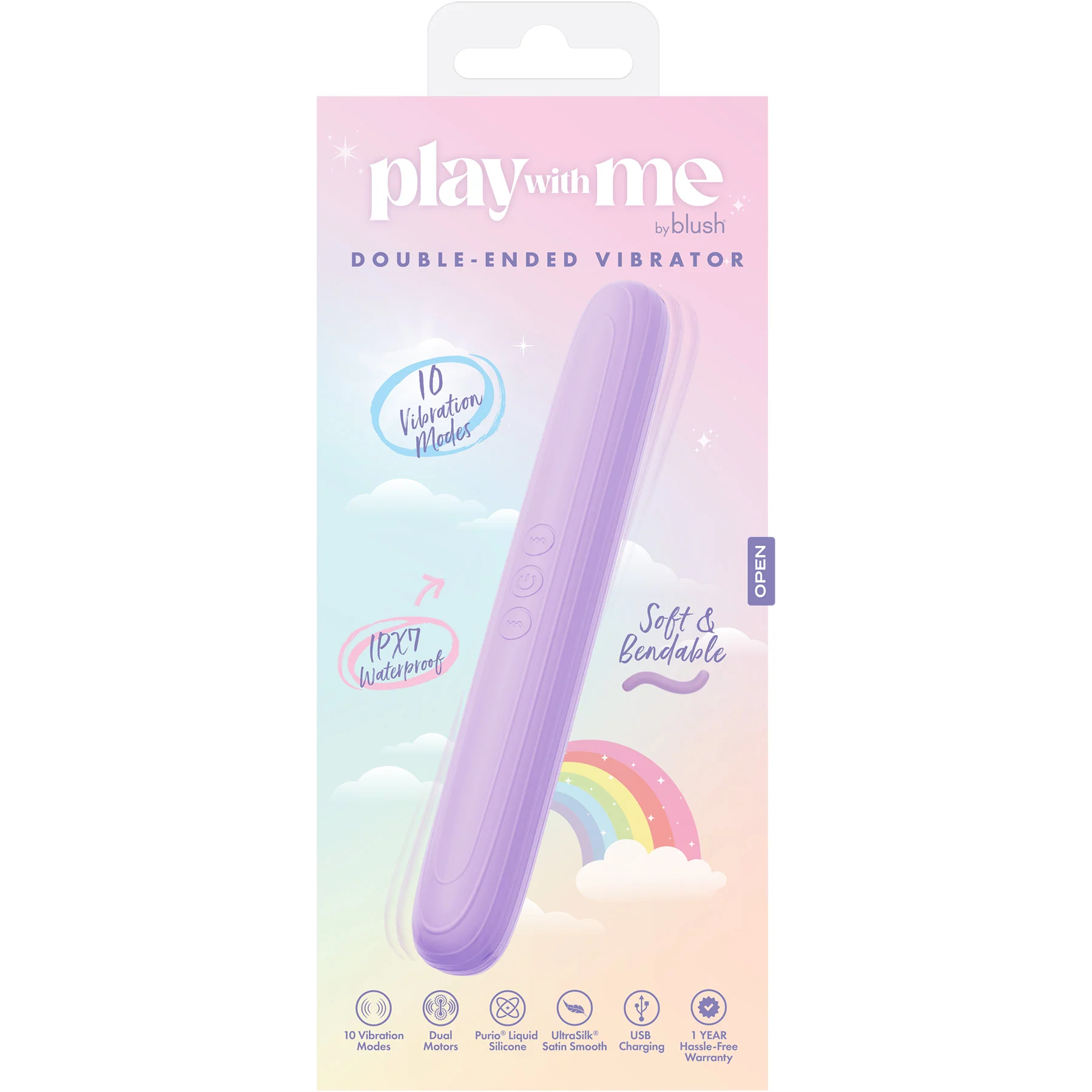 Play With Me Rechargeable Silicone Double Ended Vibrator - Image 13