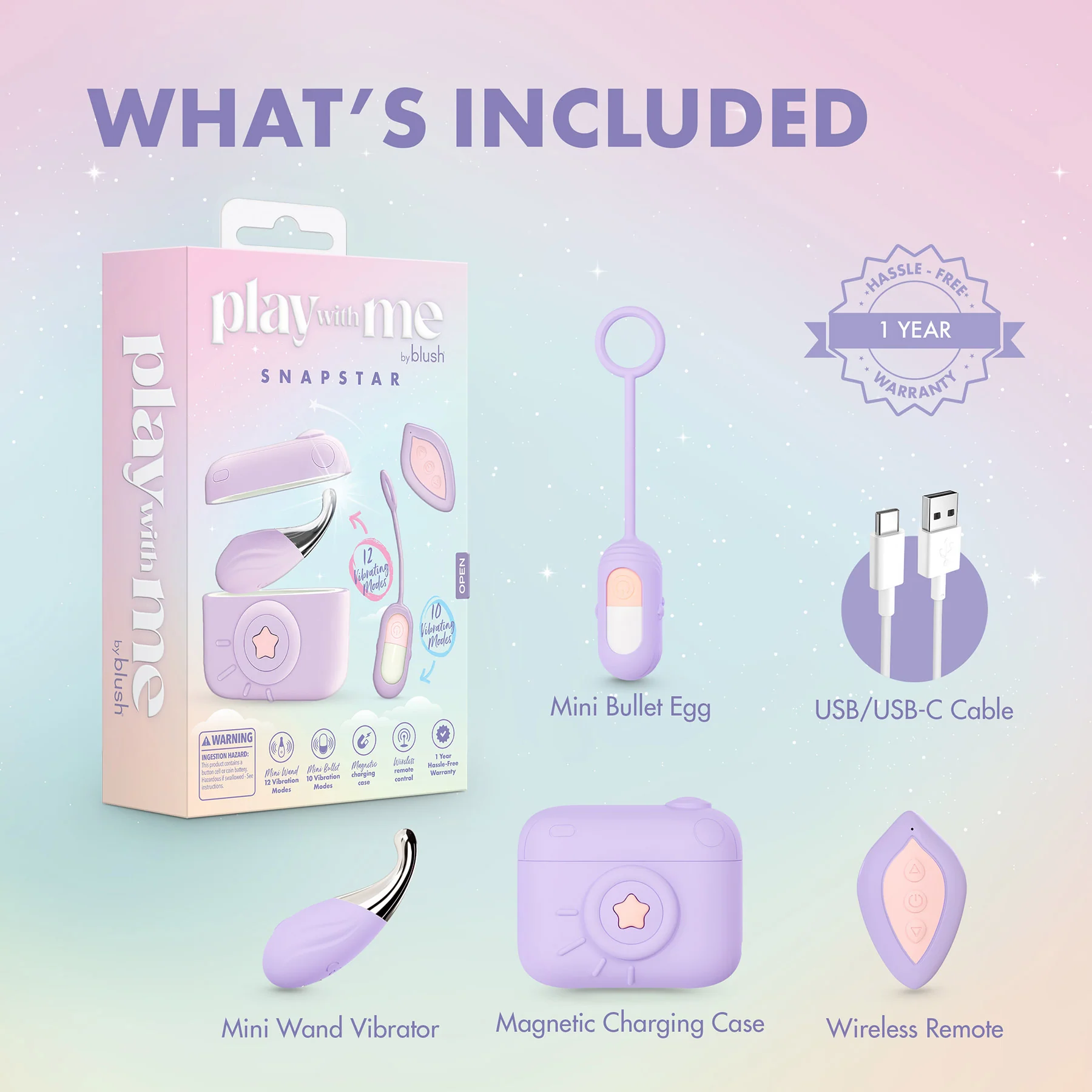 Play With Me Snapstar Silicone Rechargeable Mini Vibrator Set By Blush - Image 2
