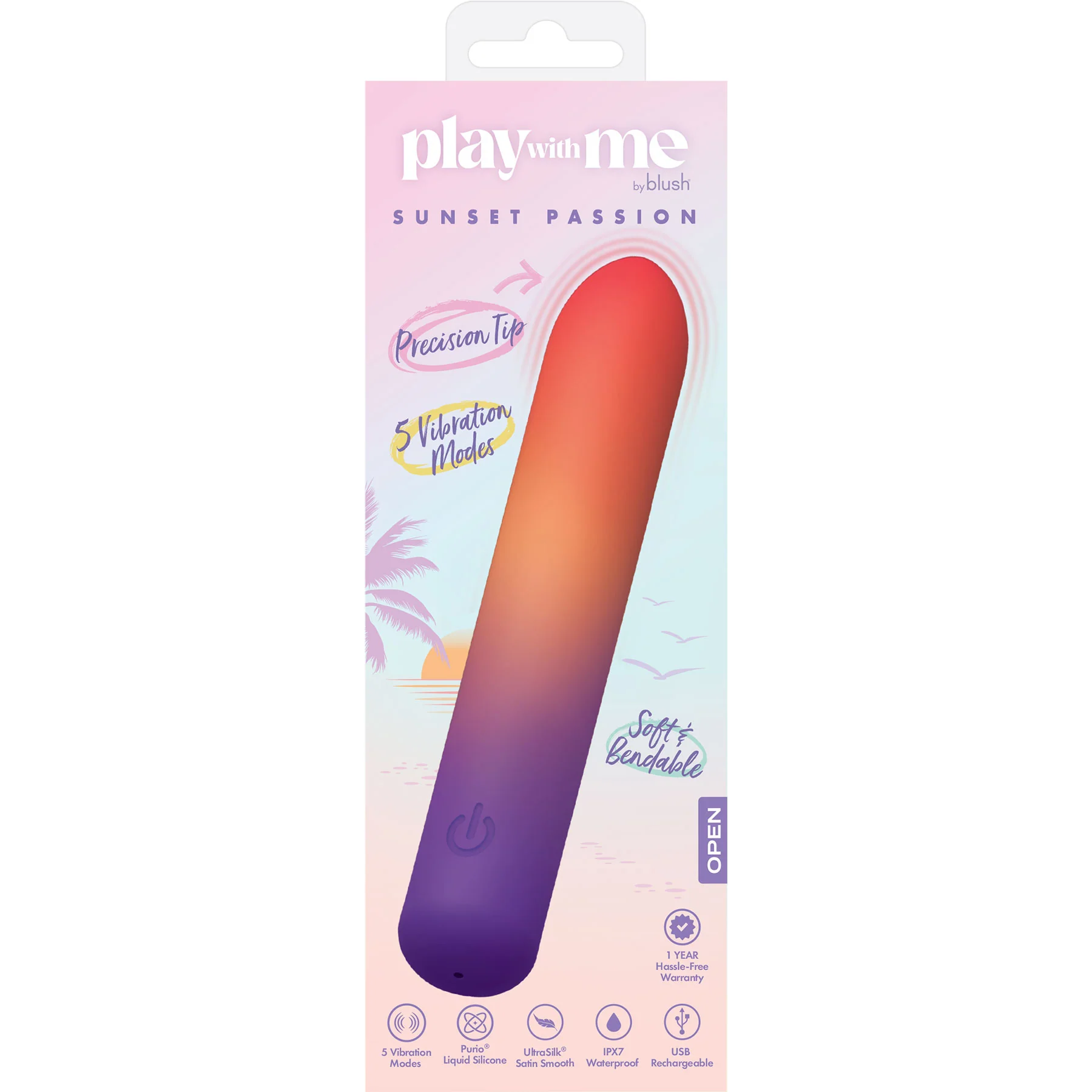 Play With Me Sunset Passion Rechargeable Silicone Bullet Vibrator By Blush - Image 9