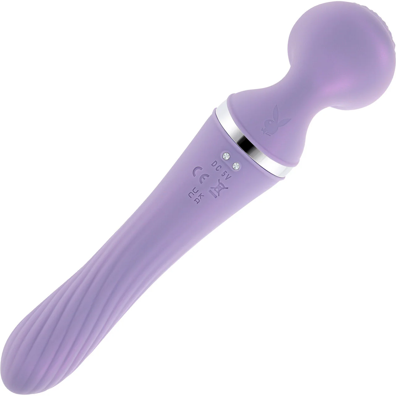Playboy Pleasure Vibrato Rechargeable Waterproof Silicone Dual-Ended Vibrating Wand - Purple - Image 5
