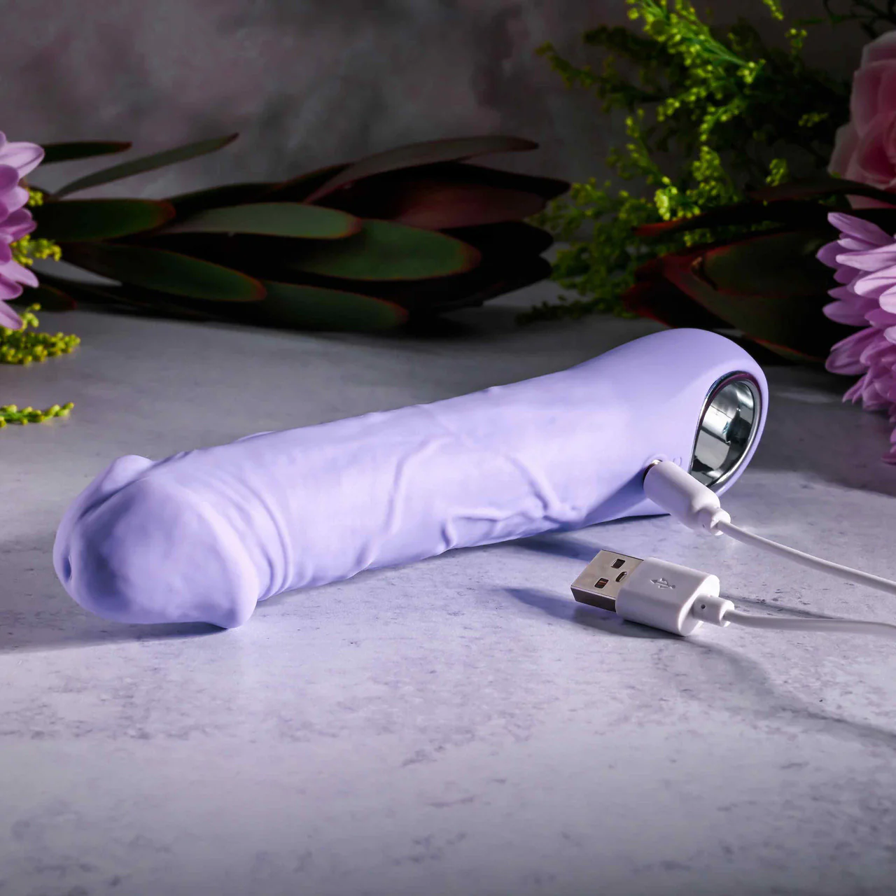 Purple Fantasy Rechargeable Waterproof Silicone Vibrating Dildo With Ring Handle By Evolved Novelties - Image 10