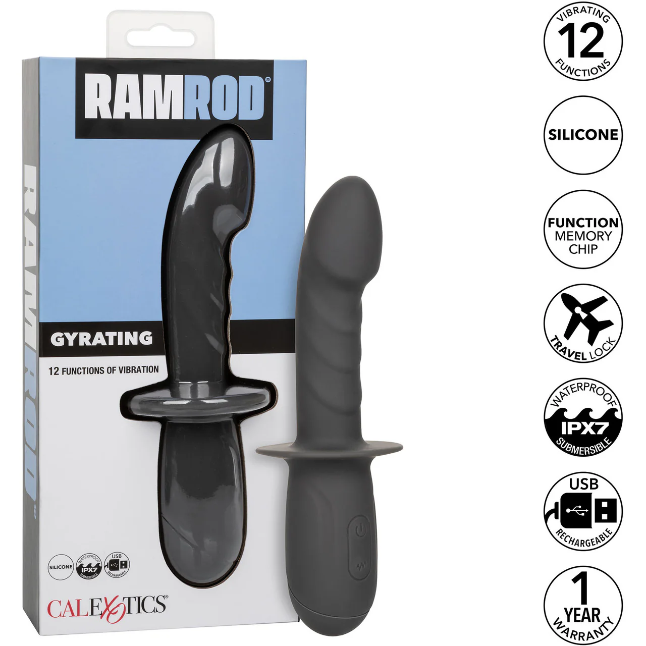 Ramrod Gyrating Rechargeable Waterproof Silicone Vibrating Anal Probe By CalExotics - Image 10