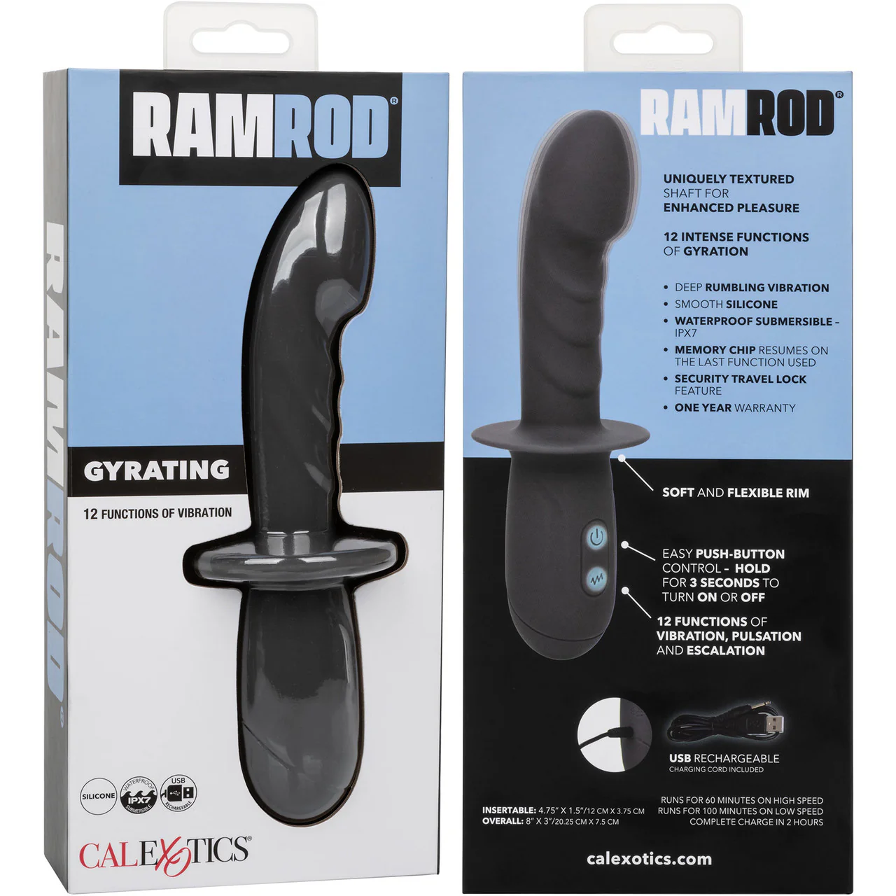 Ramrod Gyrating Rechargeable Waterproof Silicone Vibrating Anal Probe By CalExotics - Image 11