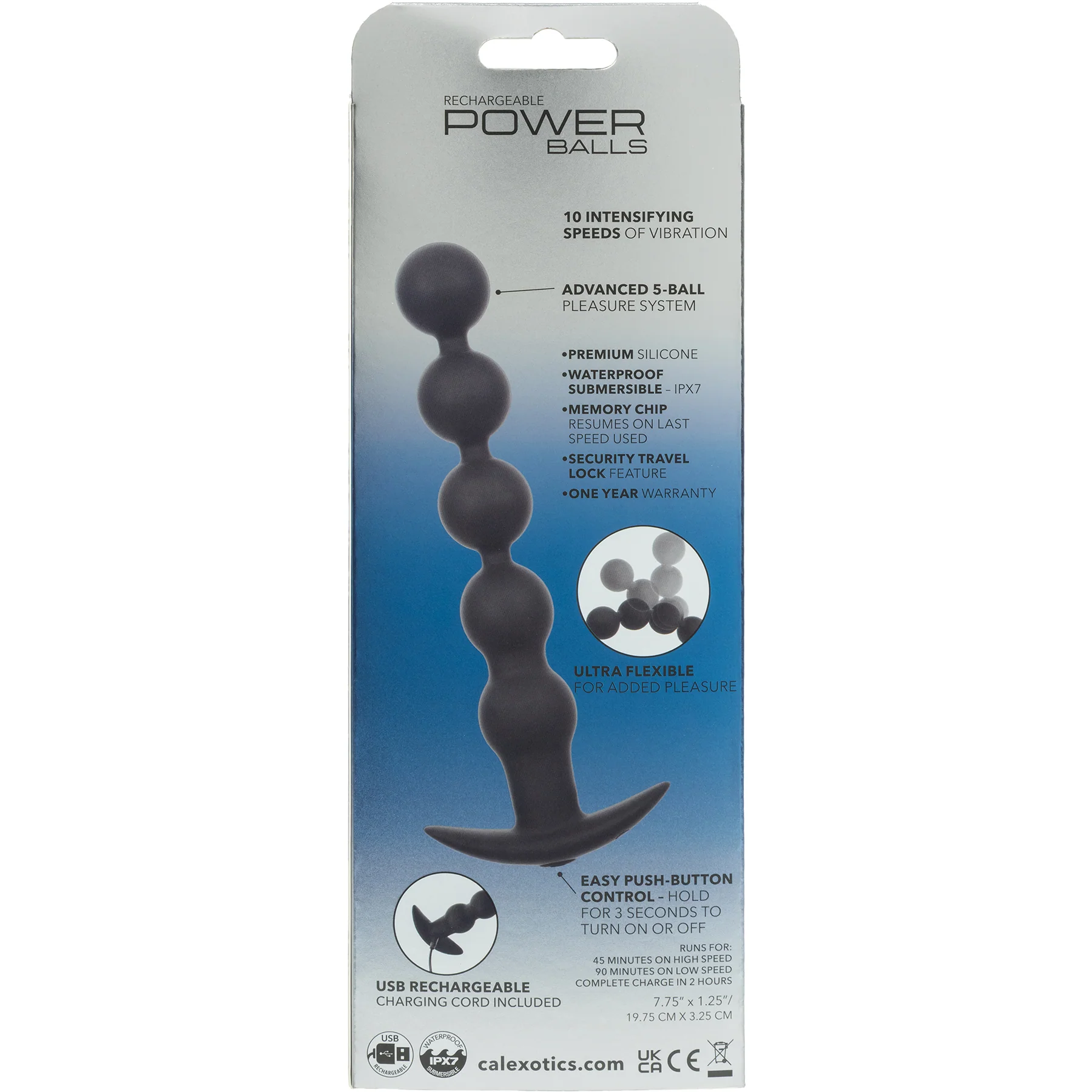 Rechargeable Power Balls Vibrating Silicone Flexible Anal Beads - Image 9