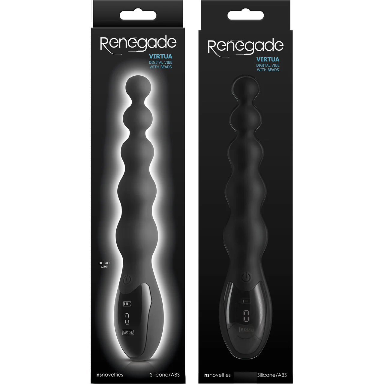 Renegade Virtua Rechargeable Waterproof Silicone Beaded Vibrator With Digital Screen - Black - Image 3