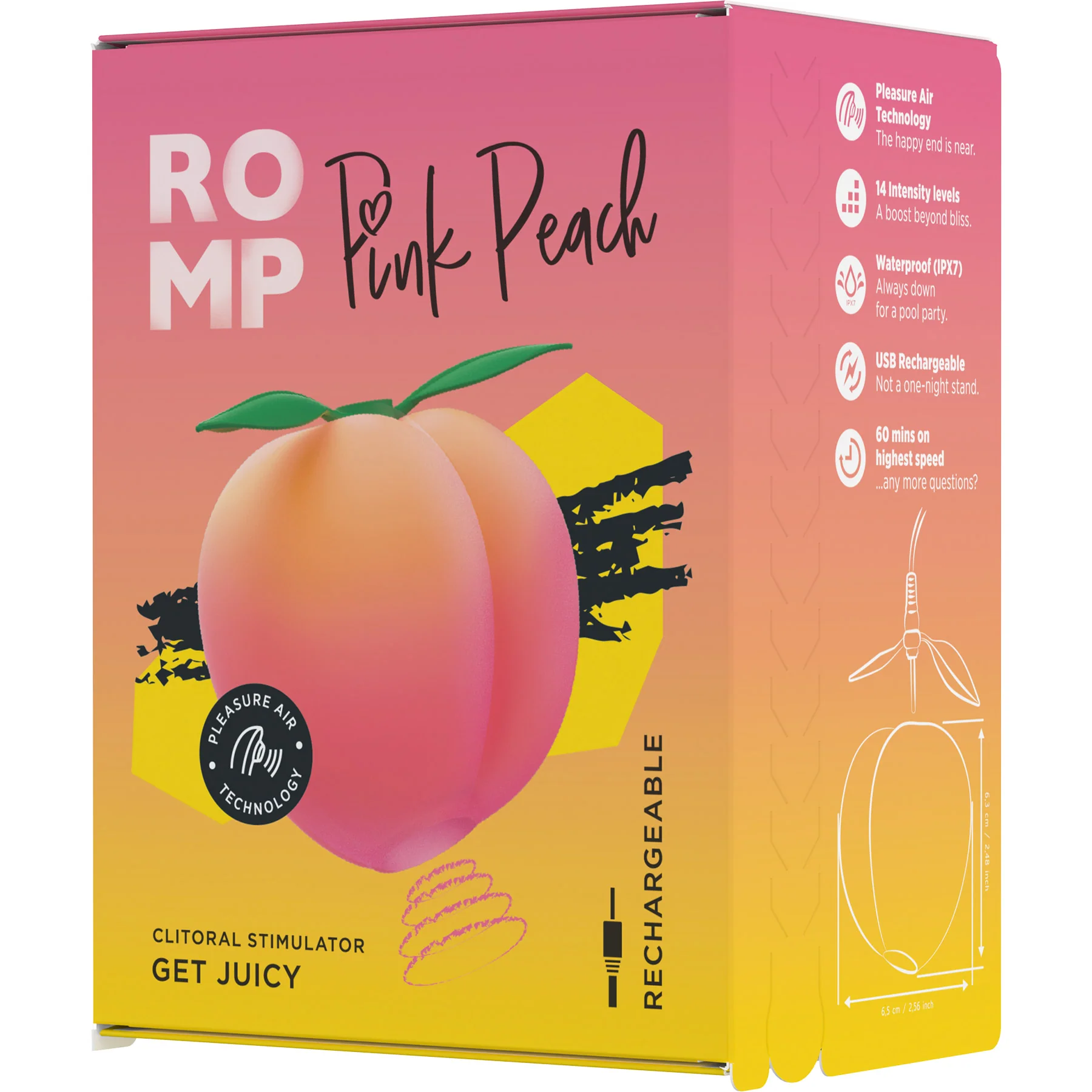 ROMP Pink Peach Pleasure Air Silicone Clitoral Massaging Stimulator - Image 16