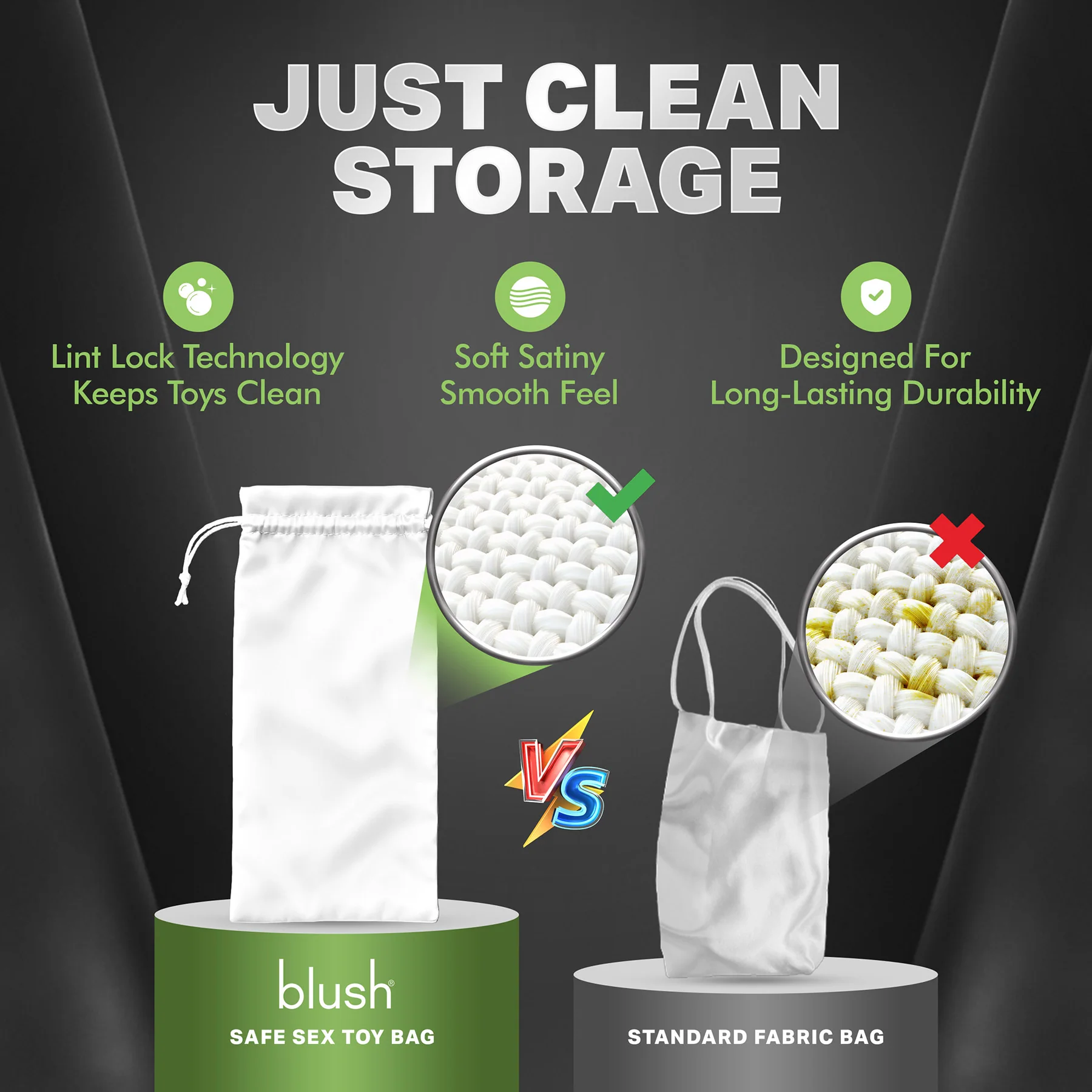 Safe Sex Medium Antibacterial Sex Toy Storage Bag By Blush - Image 6