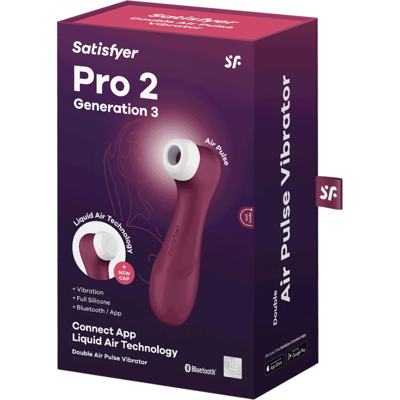 Satisfyer Pro 2 Generation 3 App Enabled Pressure Wave Rechargeable Waterproof Vibrator - Wine - Image 7