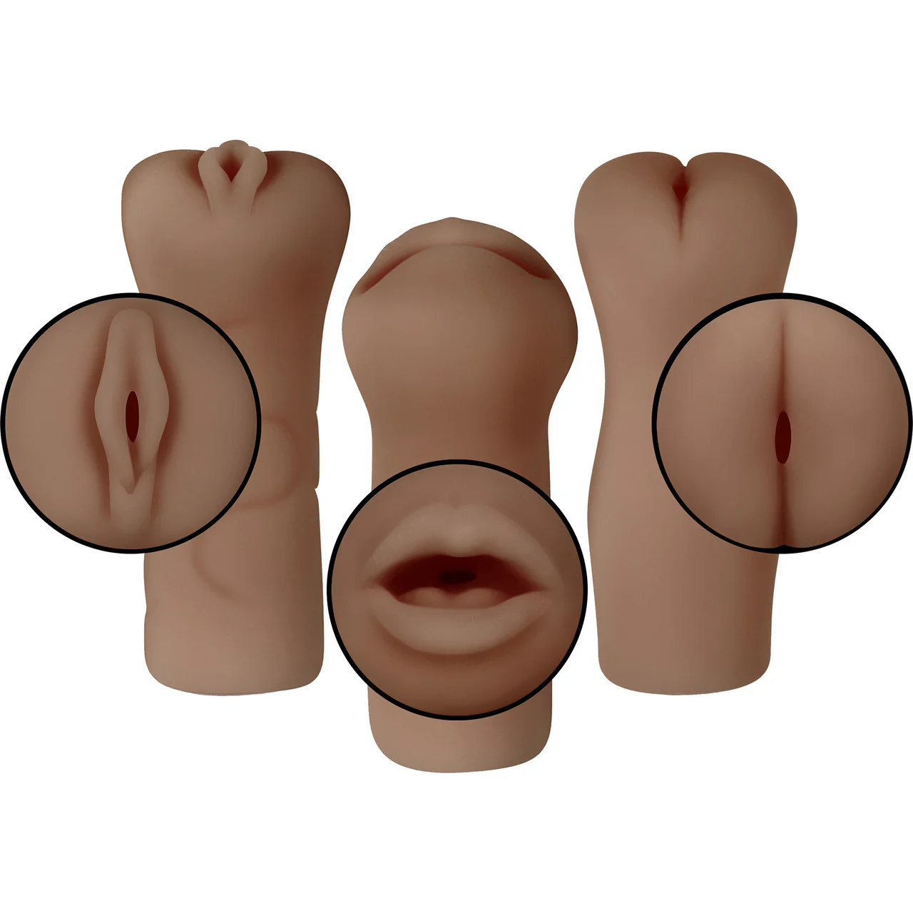 Selopa Party Pack 3-Piece Oral, Vaginal & Anal Penis Strokers - Chocolate - Image 3